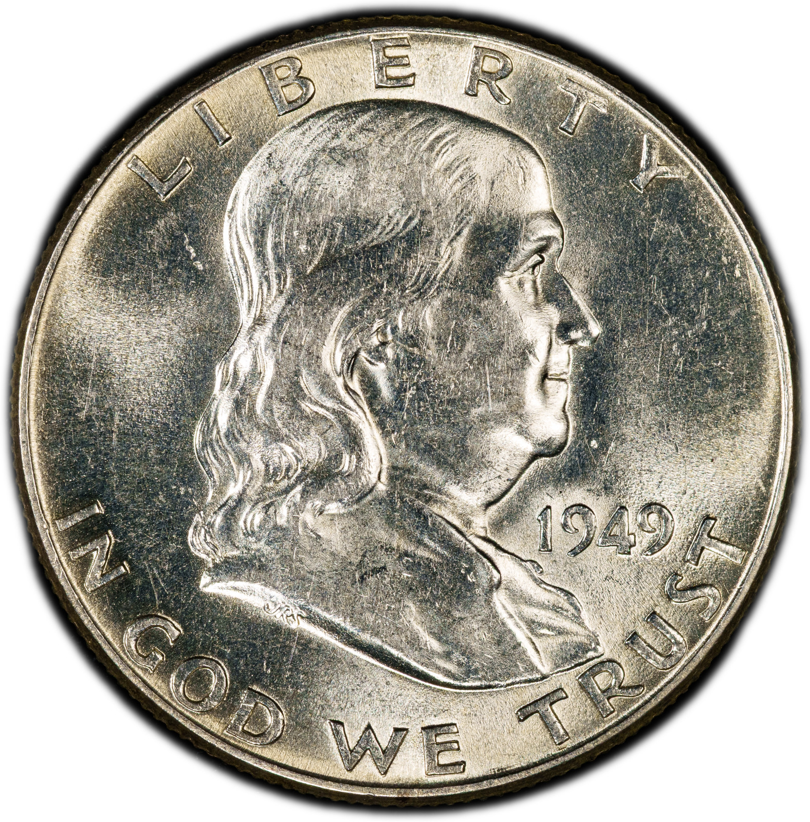 1949-P PCGS AU58 Franklin Half Dollar w/ Blast White Surfaces & Nice Bell Lines