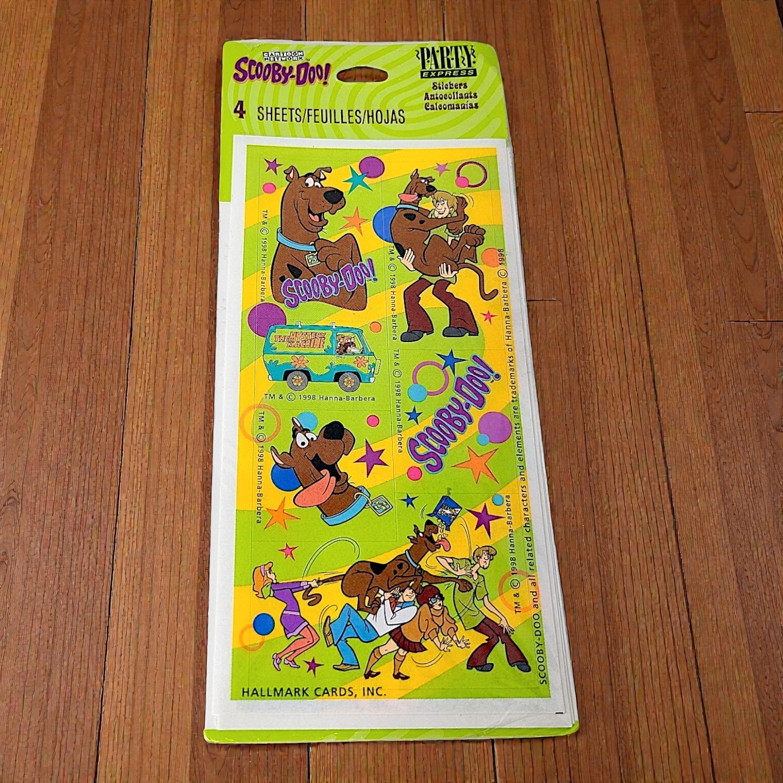 Vintage 1998 Scooby Doo Stickers Hallmark Party Express Cartoon Network 4 Sheets
