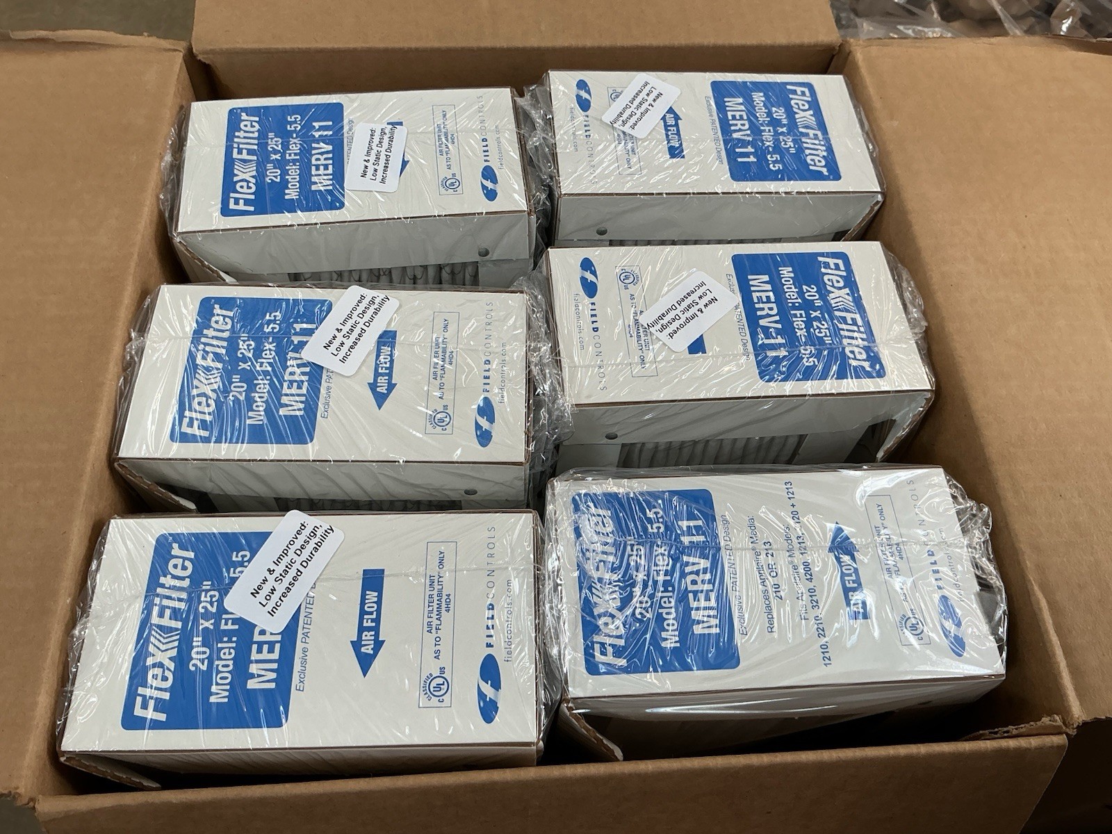 FlexFilter 20”x25”x4” Merv 11 Replacement Filters For AprilAire 210 6PK (C8)