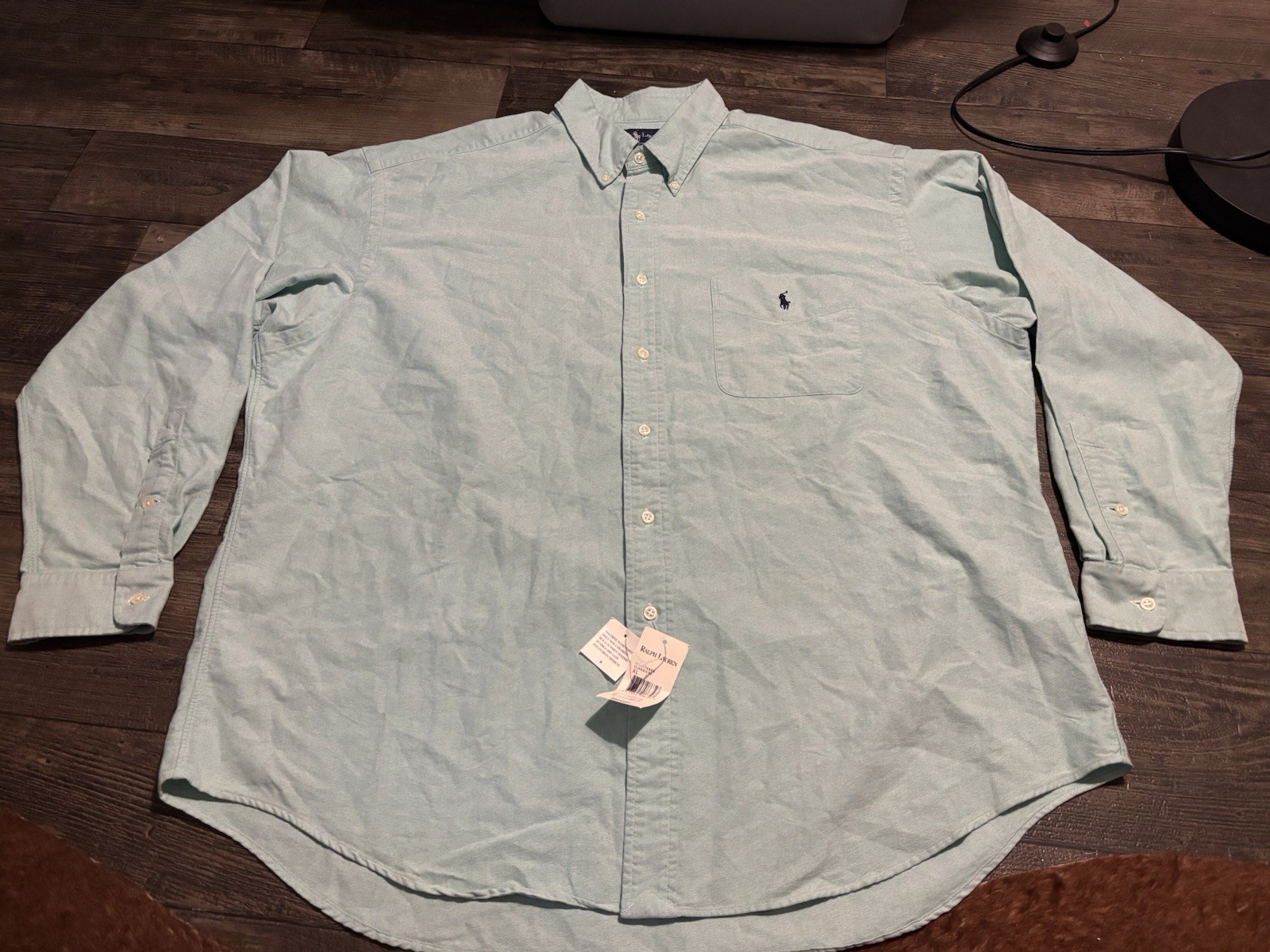 Polo Ralph Lauren Mens XL The Big Shirt Vintage 90s New W/ Tags Teal Oversized Polo Ralph Lauren Mens XL The Big Shirt Vintage 90s New W/ Tags Teal Oversized
