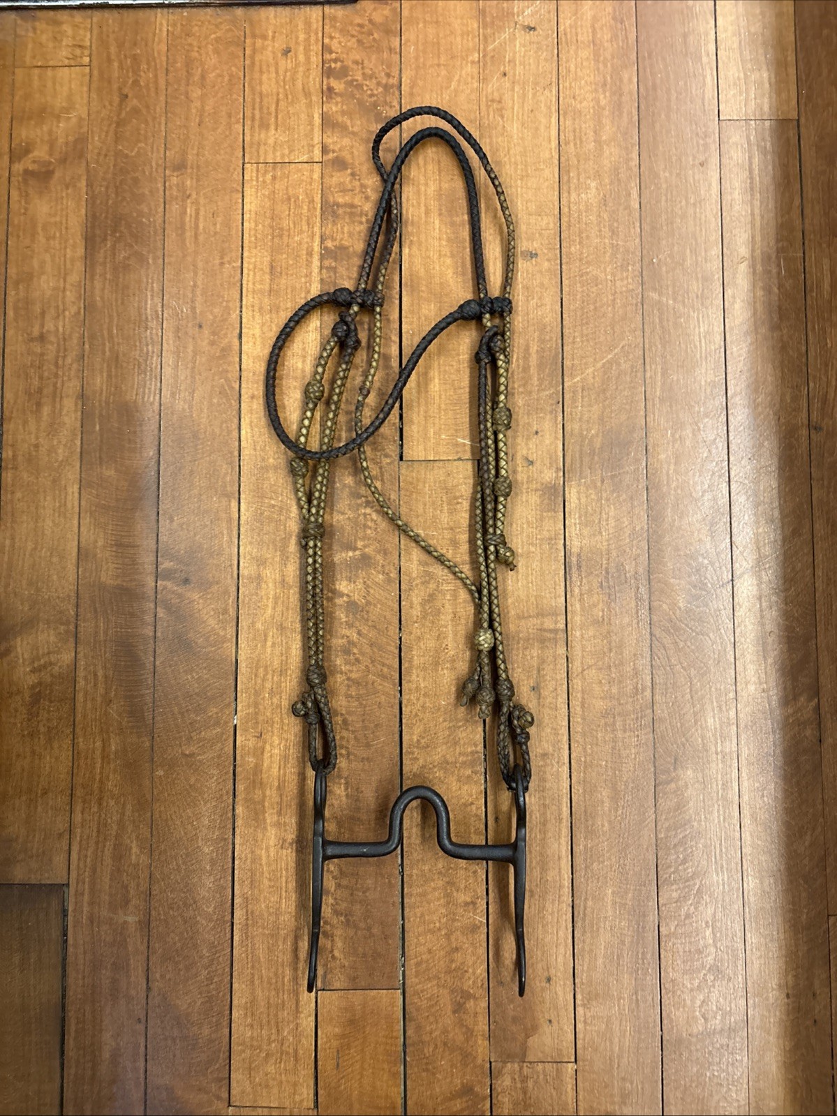 Antique BRAIDED LEATHER HEADSTALL w/McChesney Bit/Throat Latch EARLY COWBOY