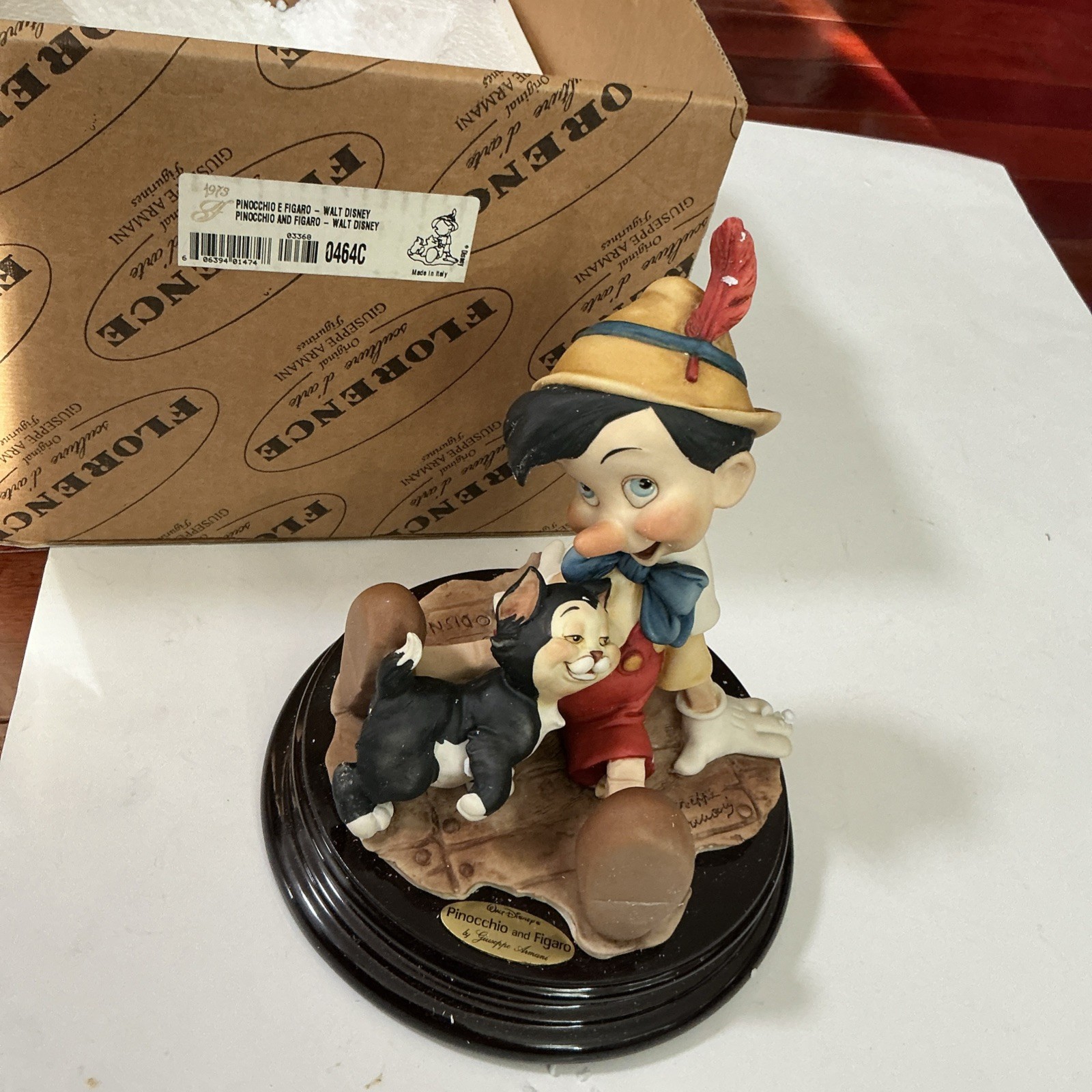 Giuseppe Armani Pinocchio and Figaro 0464C Disney Figurine Italy 1995 Box Mint📦