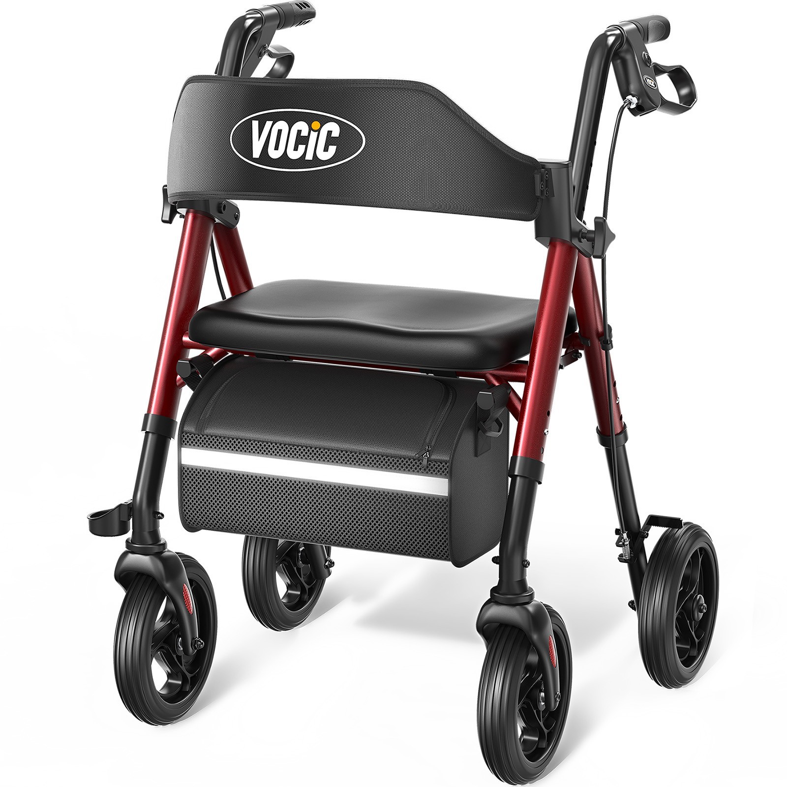 VOCIC Rollator Walker w/ Seat - 350lb Capacity, 8\ VOCIC Rollator Walker w/ Seat - 350lb Capacity, 8\