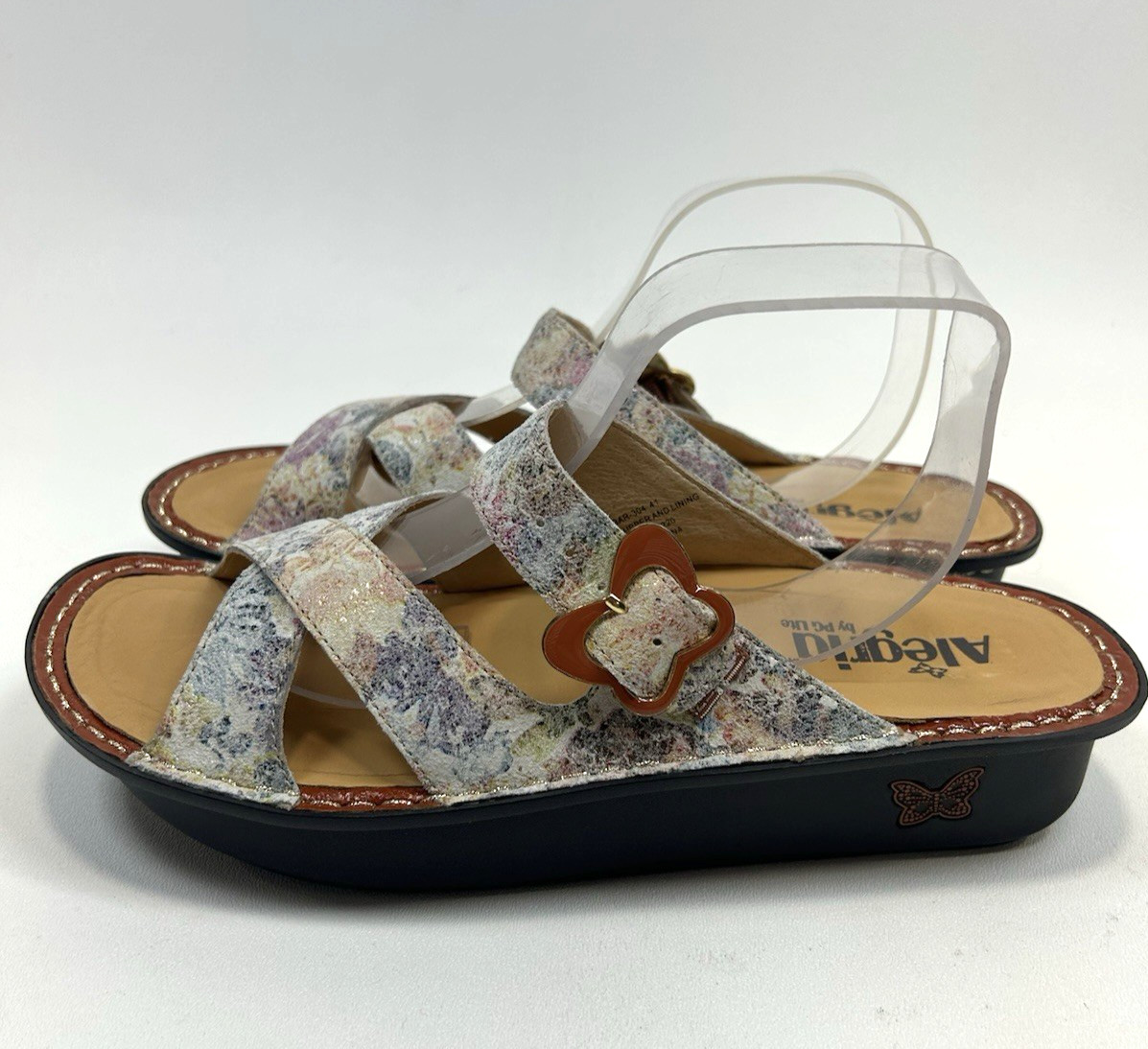 ALEGRIA by PG Lite Sandal Glitter Leather Butterfly Buckle Size 41 ALEGRIA by PG Lite Sandal Glitter Leather Butterfly Buckle Size 41
