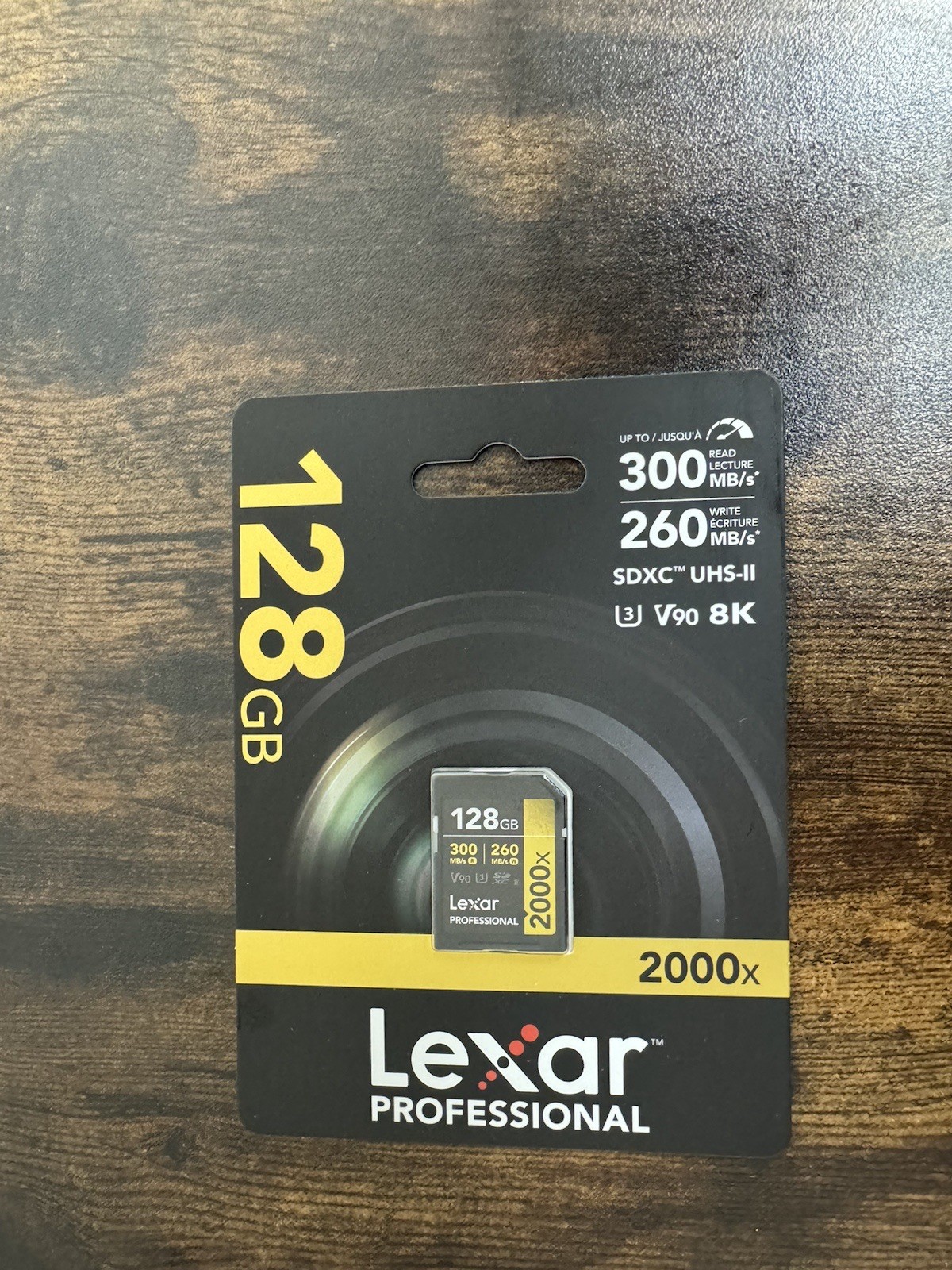 Lexar Professional 128GB V90 2000x SDXC UHS-II U3 4K Gold Series SD Memory Card