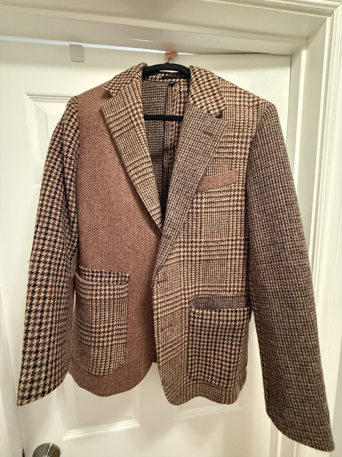 J.CREW Kenmare Men’s Brown Houndstooth Tweed Blazer Wool/Cotton 36