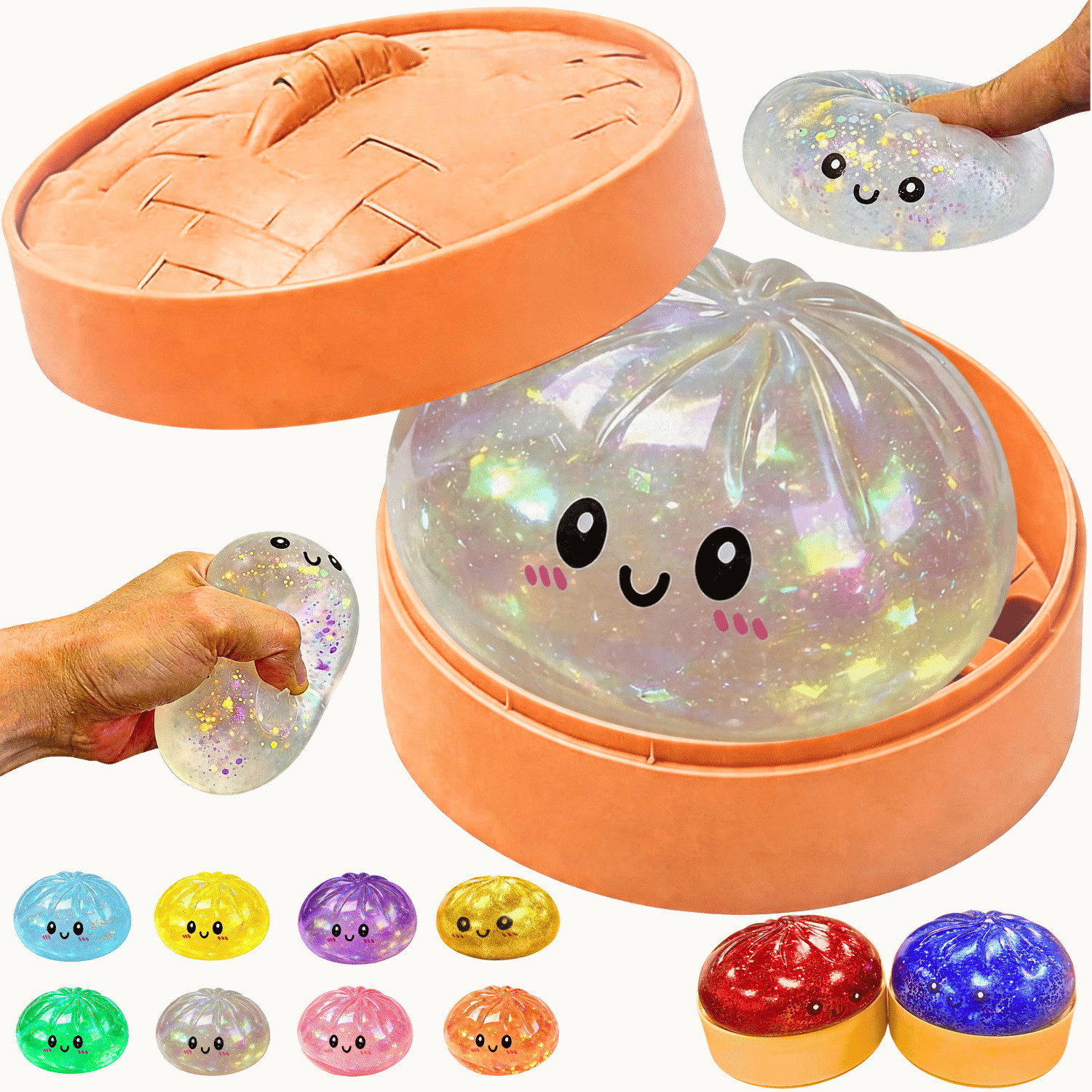 3.15 \'\' 8cm Glitter Dumpling Squishy Good quality No smell Bao Bun fidget toy
