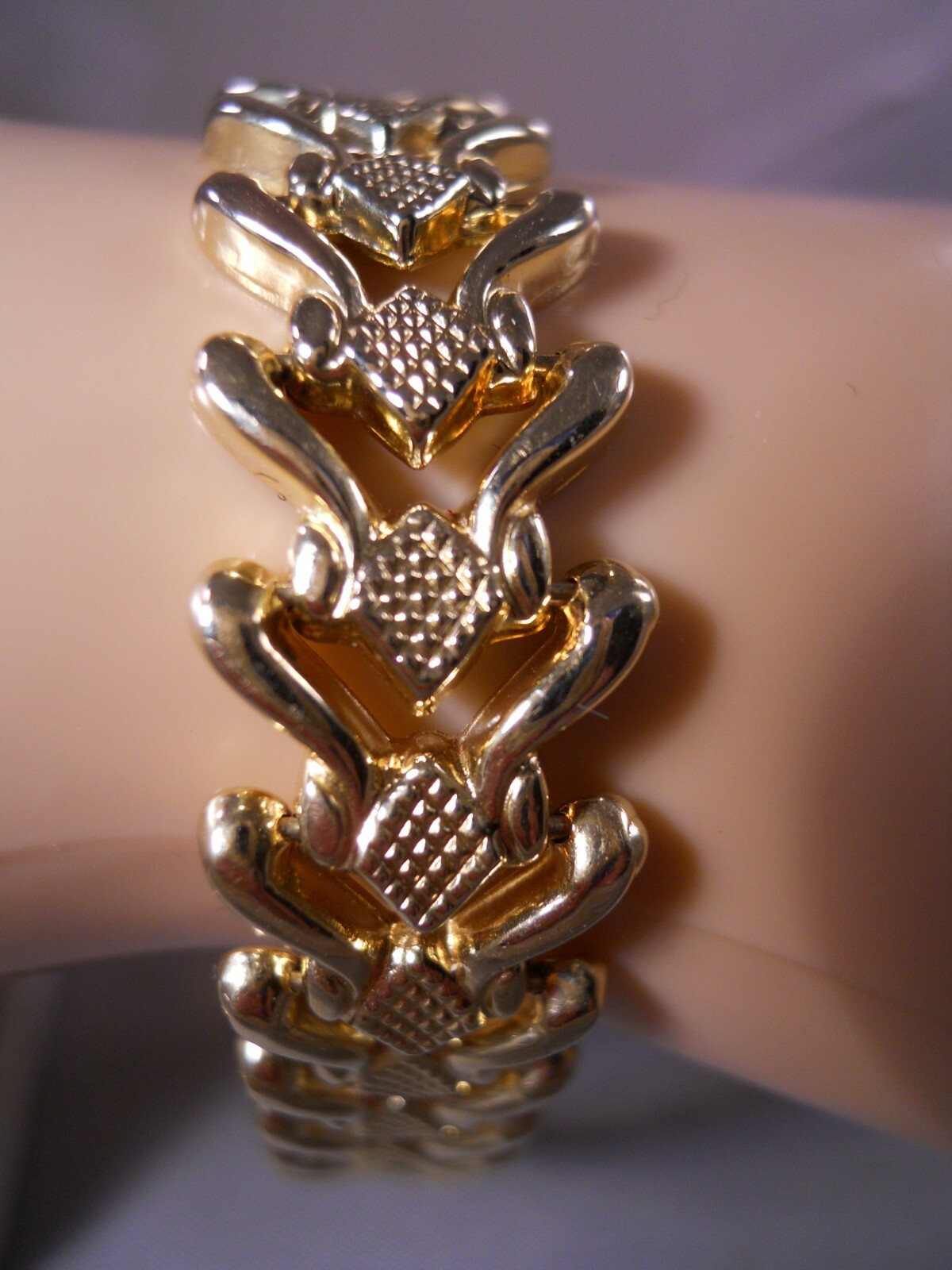 HEAVY AURAFIN  14K YELLOW GOLD FANCY SHAPES CHAIN LINK BRACELET 7 1/4\