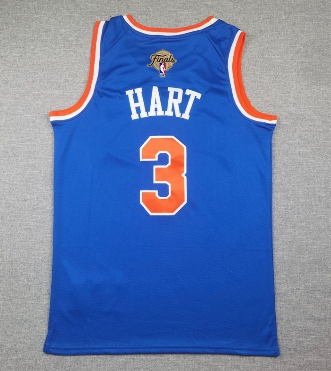 Men\'s Josh #3 Hart Blue Knick 2026 Finals Patch Swingman Fully Stitched Sizes