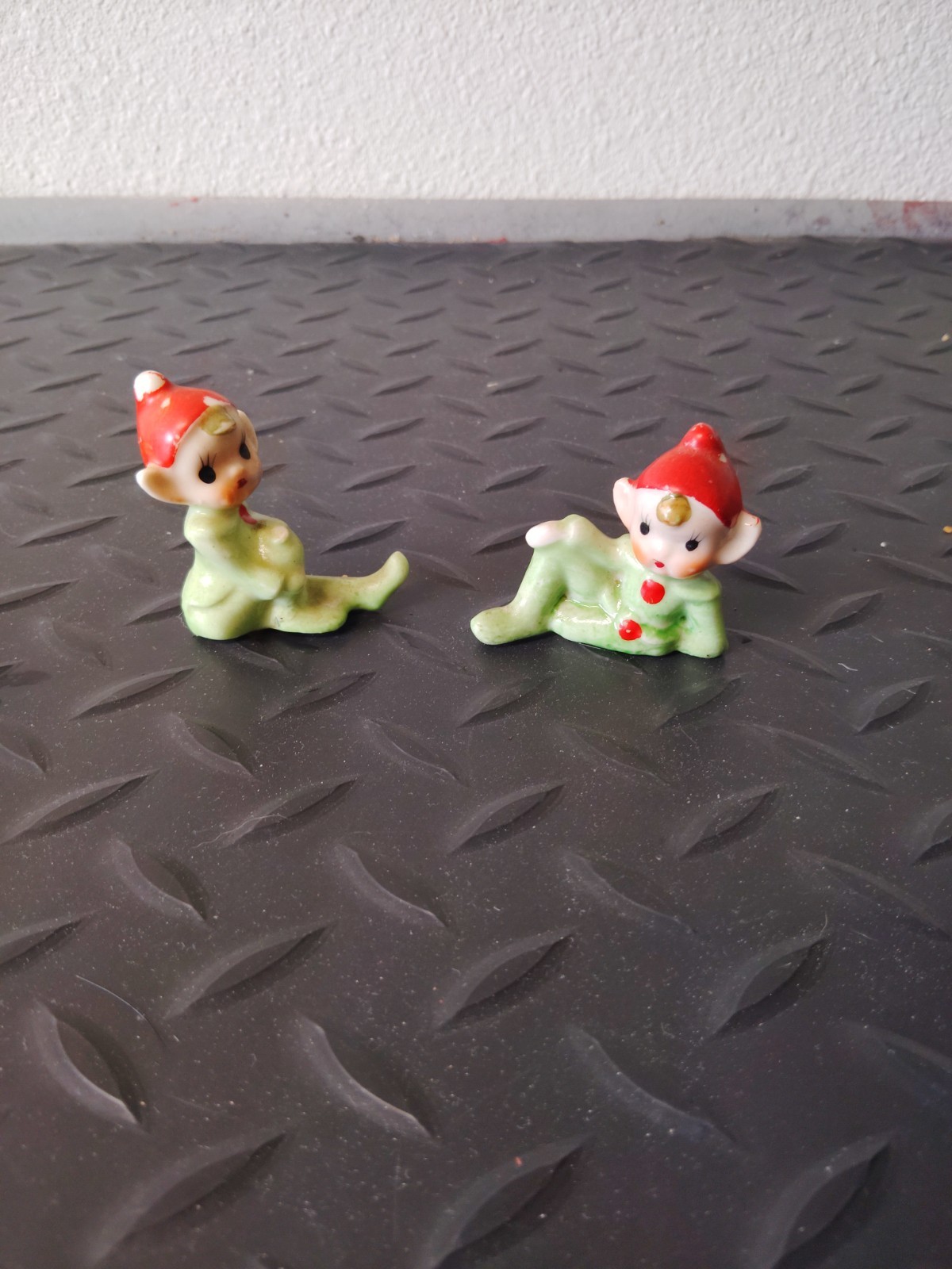 Vintage Set of 2 Pixie Elf Ceramic Figurines Elves Japan ~2\