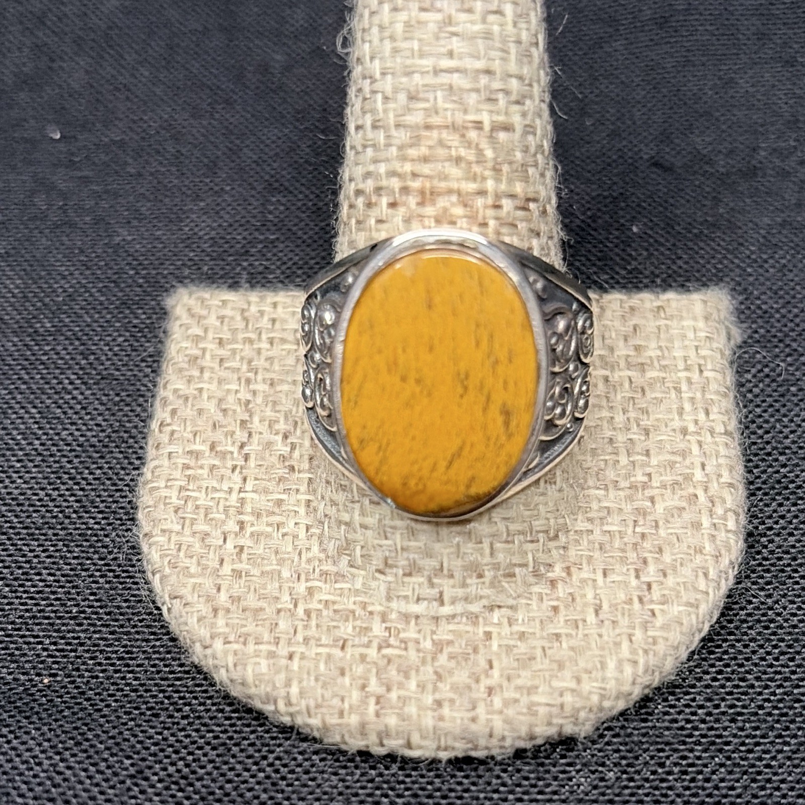 Men’s Silver Ring Size 12 Natural Tiger Eye Gemstone Men\'s Ring