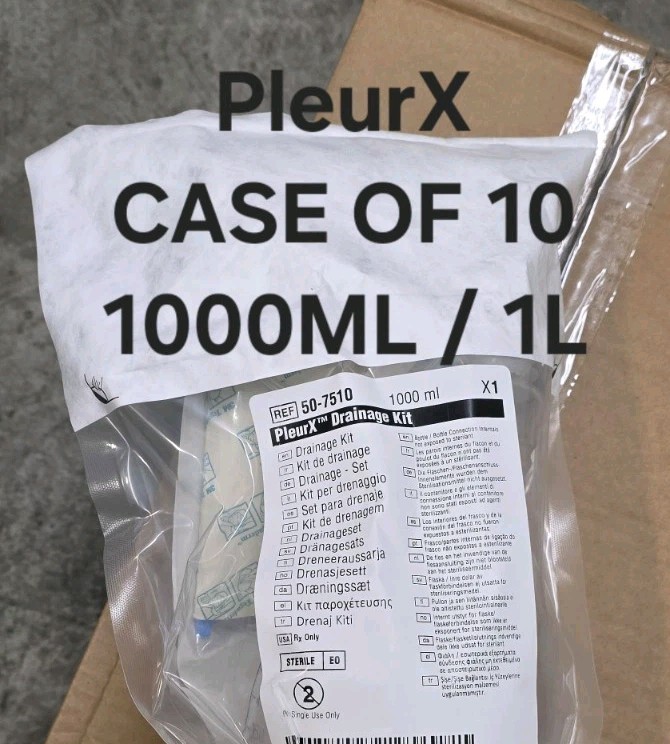 Case of 10 CareFusion Pleurex 50-7510 Drainage Kit 1000mL 1Liter Expire 2028