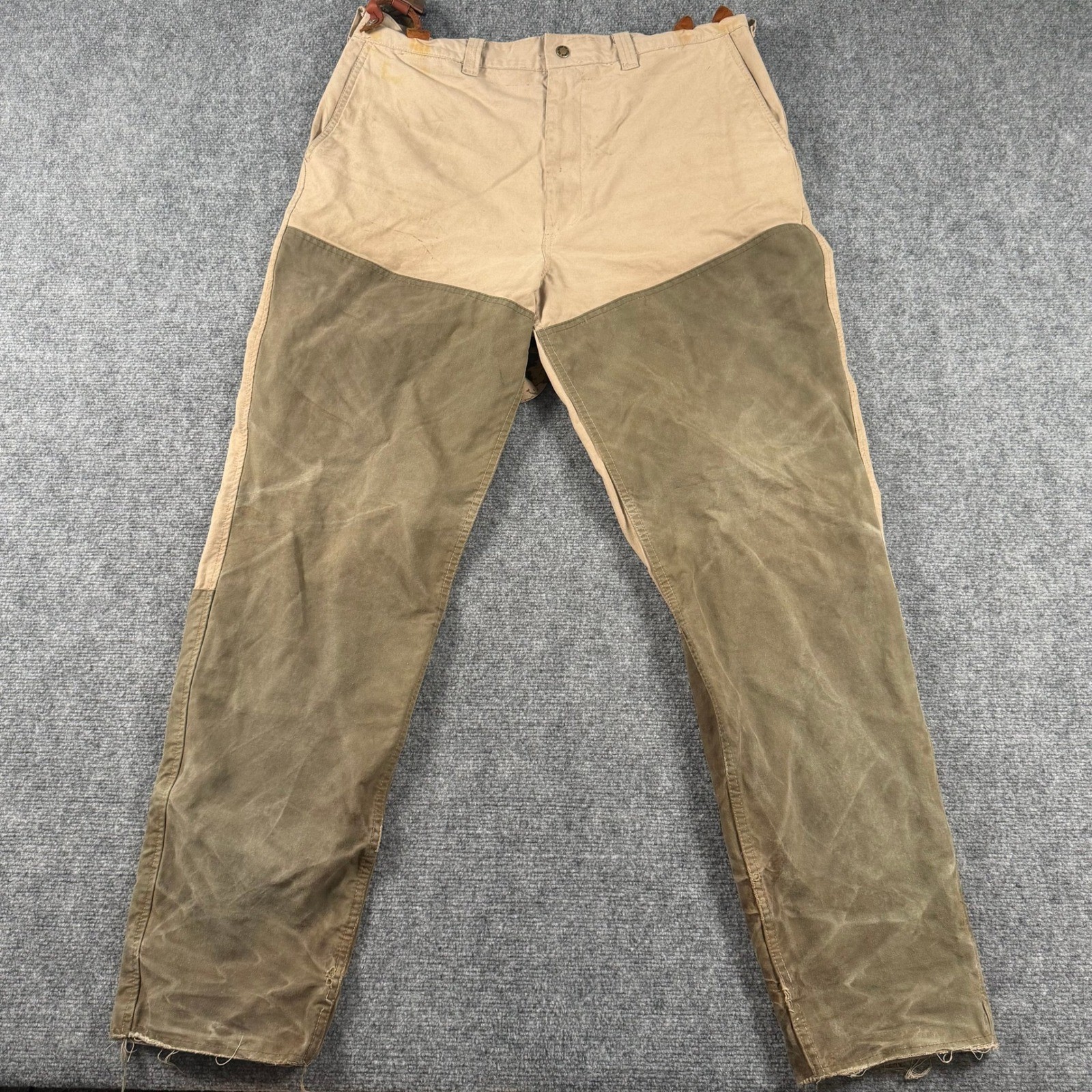 Filson Double Hunting Pants Mens 36 Tan Style 575 USA Canvas Tin Cloth Waxed