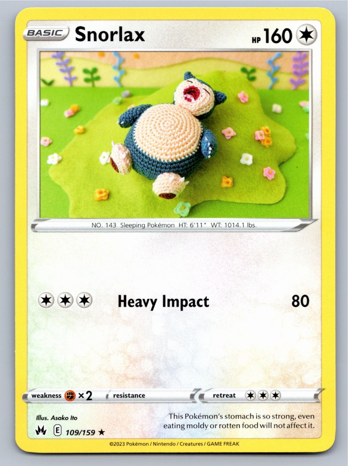 2023 POKEMON SNORLAX CROWN ZENITH 109/159 R NM A83654 FREE S&H