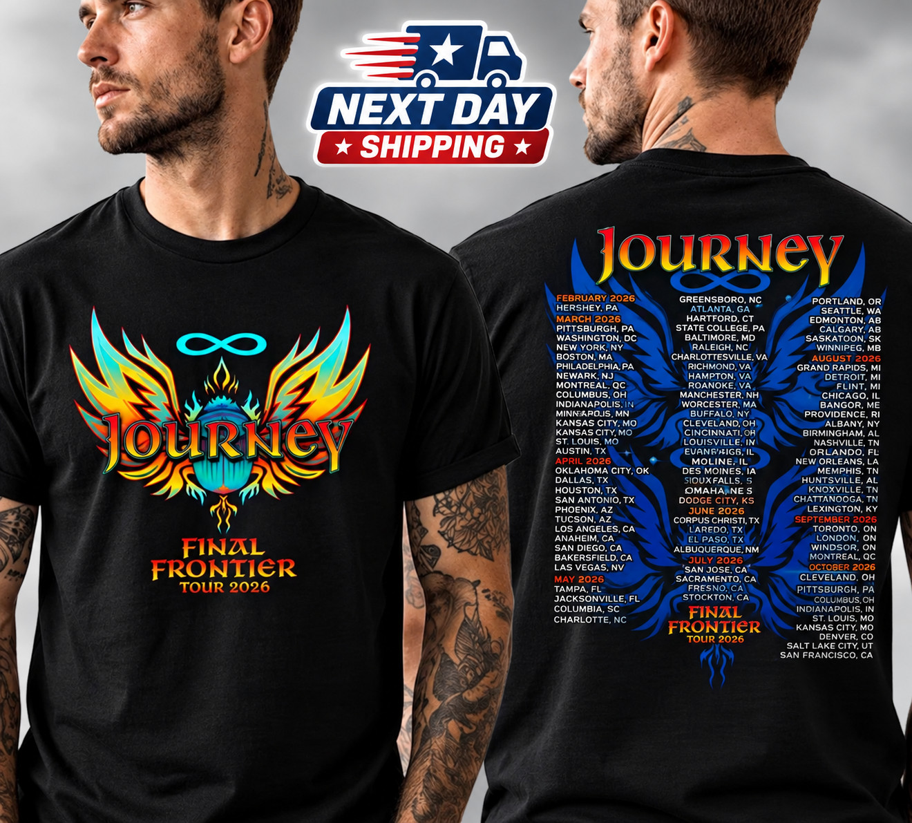 HOT ITEM Journey 2026 The Final Frontier Tour Dates Two Sided Unisex T-Shirt HOT ITEM Journey 2026 The Final Frontier Tour Dates Two Sided Unisex T-Shirt