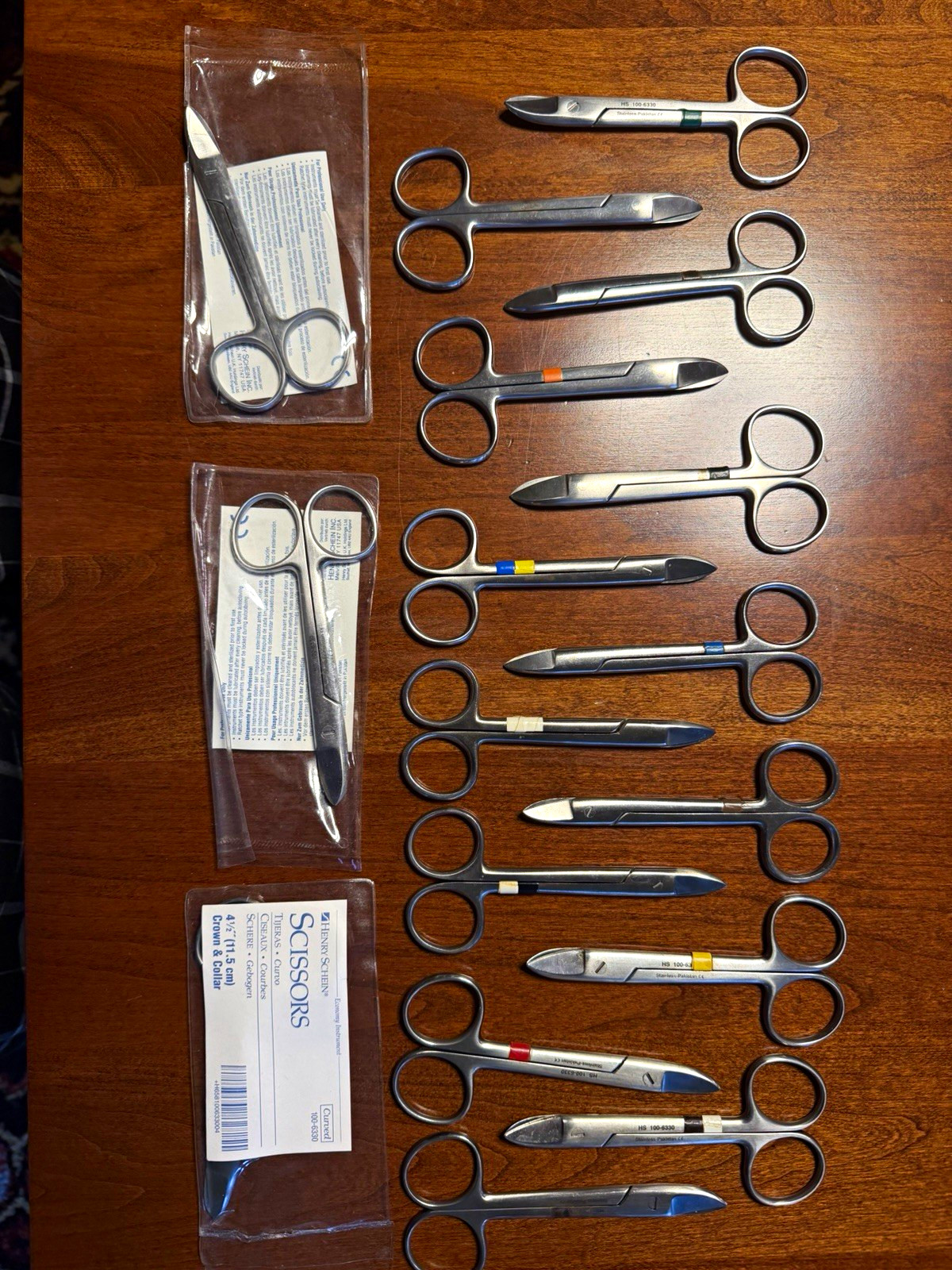 14 used Crown and collar scissors and 3 new ones (curved)