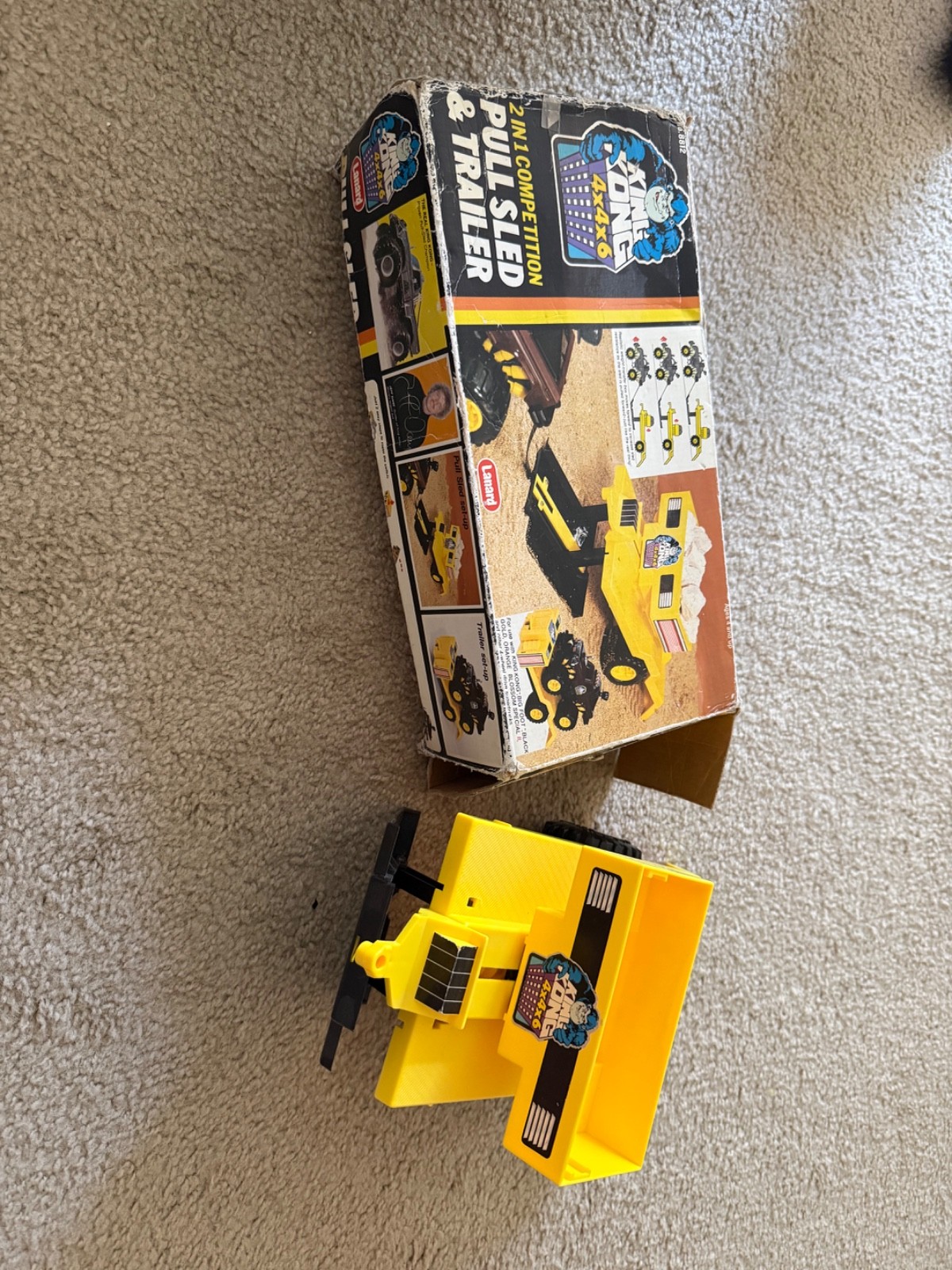 Rare 1984 Lanard King Kong 4x4x6 2 In 1 Competition Pull Sled & Trailer W/ Box  