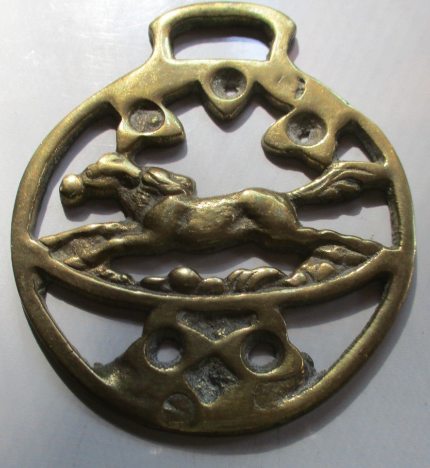 Vtg. British Brass Horse Equestrian Bridle Medallion- Vtg. British Brass Horse Equestrian Bridle Medallion-
