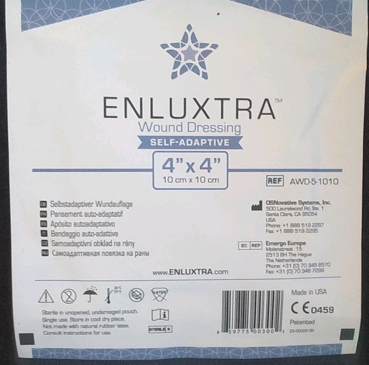Enluxtra Self-Adaptive Wound Dressing Sterile 4x4in AWD5-1010 (1 Dressing)
