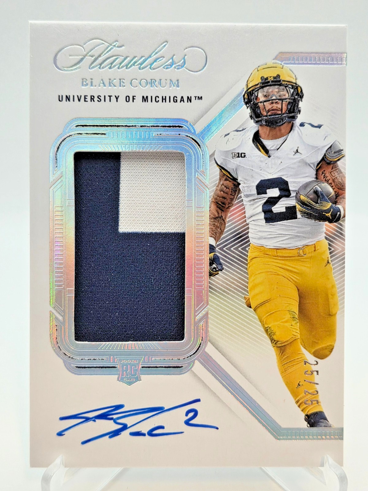 2024 Panini Flawless Blake Corum Rookie Patch Hard Auto 25/25 BOOKEND Michigan