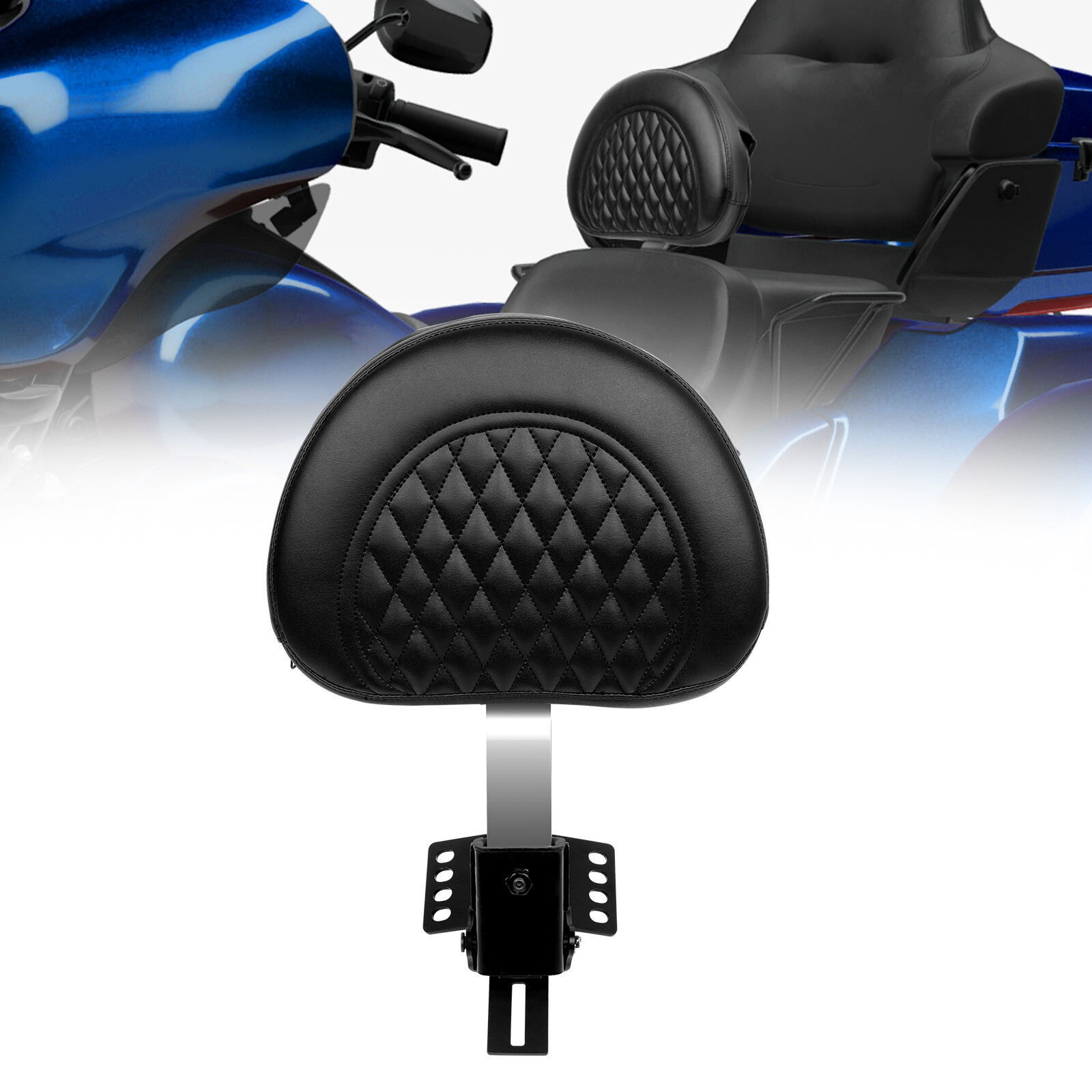Adjustable Plug-in Driver Rider Backrest Pad For Harley Road King Glide 1997-up