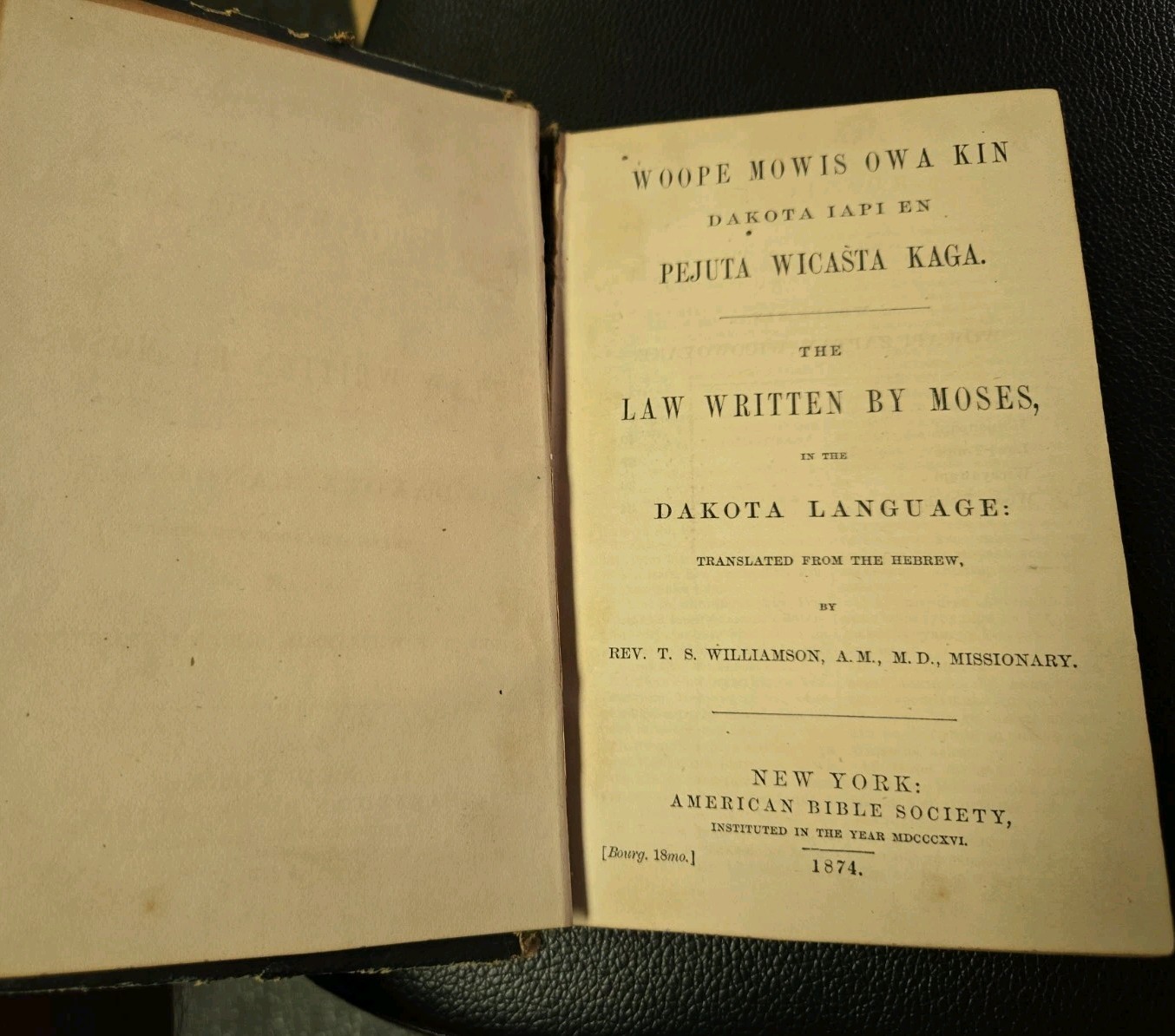 1874 ANTIQUE BIBLE in DAKOTA INDIAN LANGUAGE  AMERICANA RARE L@@K