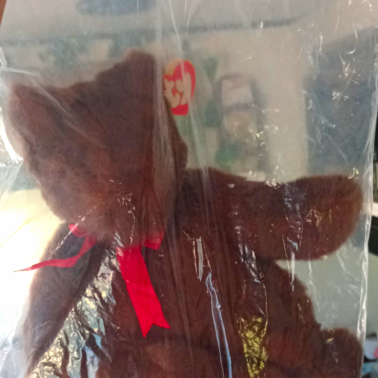 TY Beanie Babies Brown Bear Plush Vintage 1993. Baggy Unopened For 15 Years.