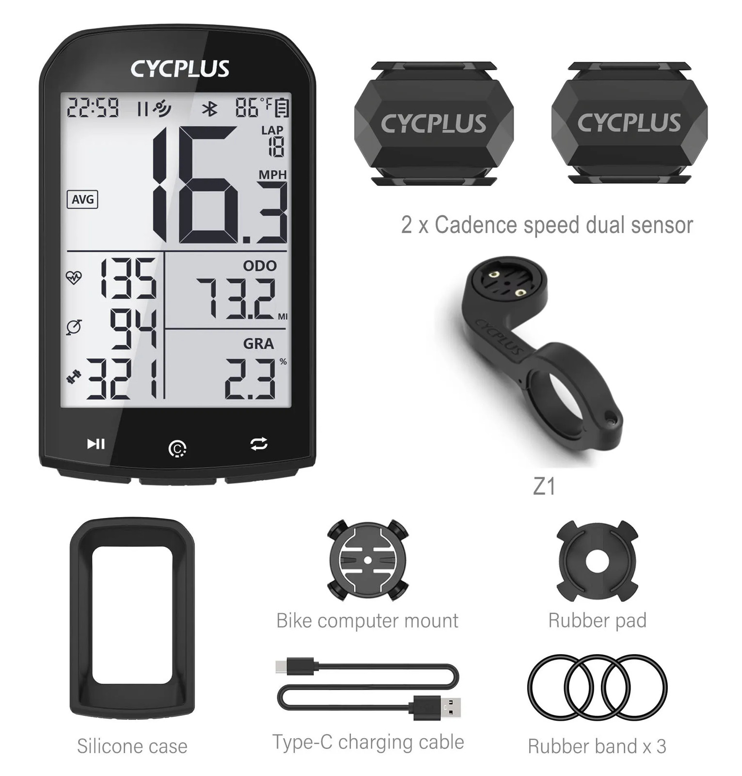 CYCPLUS M1 GPS Bicycle Computer Cycling Speedometer with ANT and Bluetooth 5.0