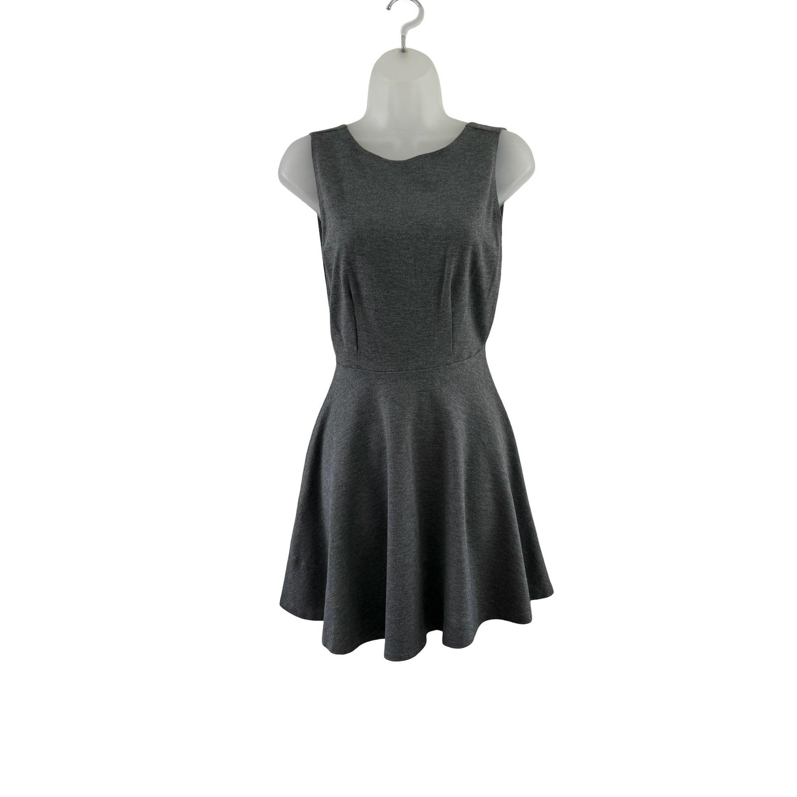 American Apparel Dress Womens Large Heather Gray Ponte Skater Open Back Mini Y2K