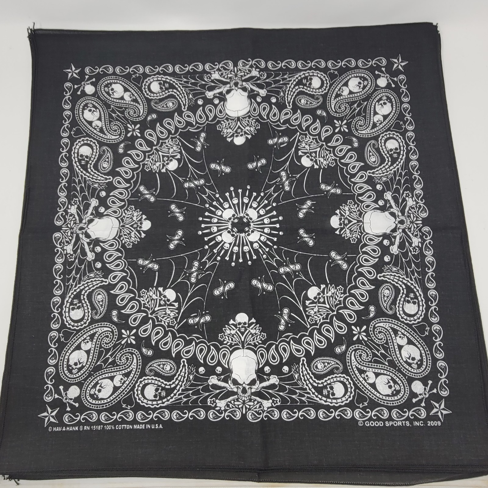 [Lot of 12] NOS Bandana Hav-A-Hank USA Made Skull Crossbones Biker Handkerchief 