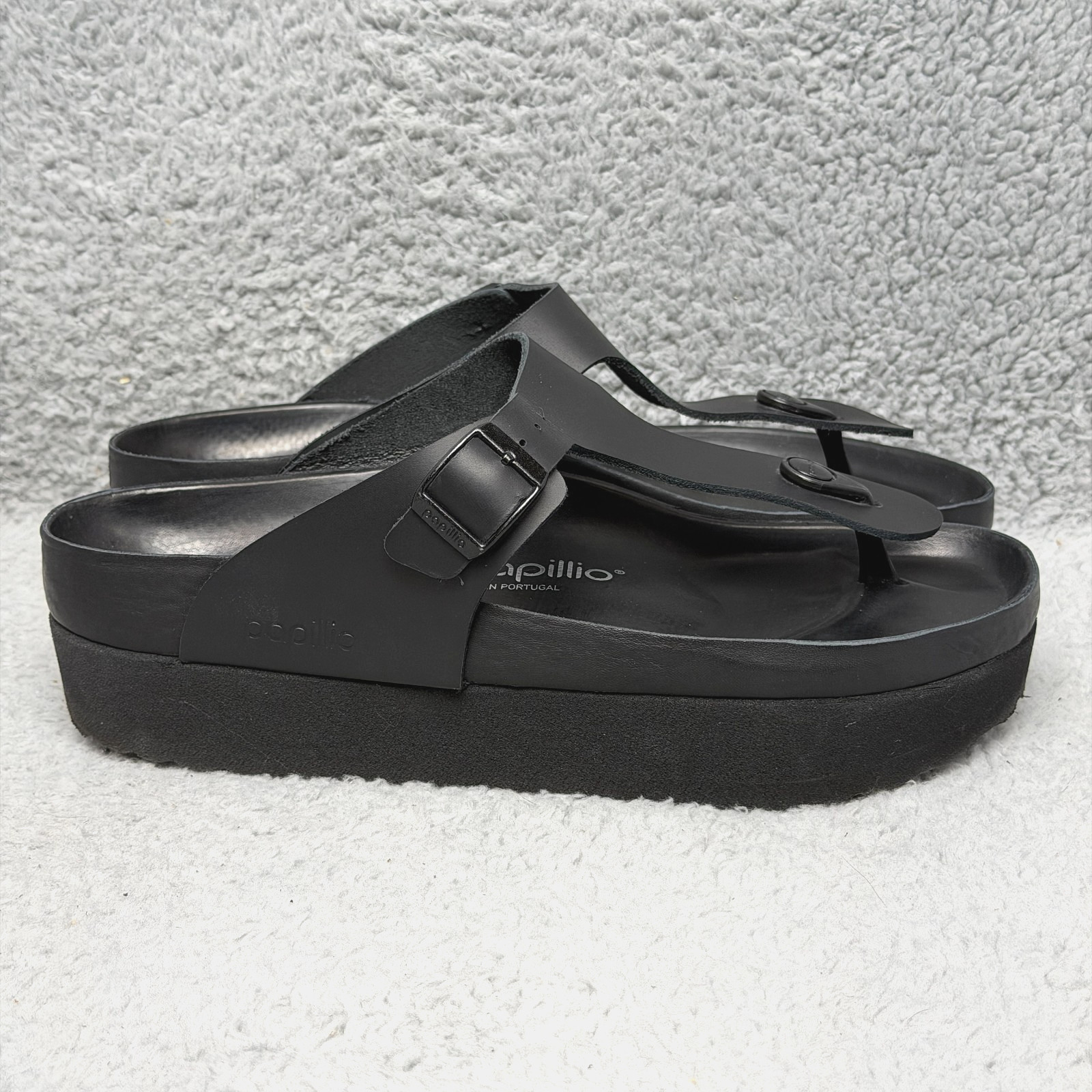 Birkenstock Papillio Gizeh Flex Platform Womens Size 9 Sandals Shoes Black