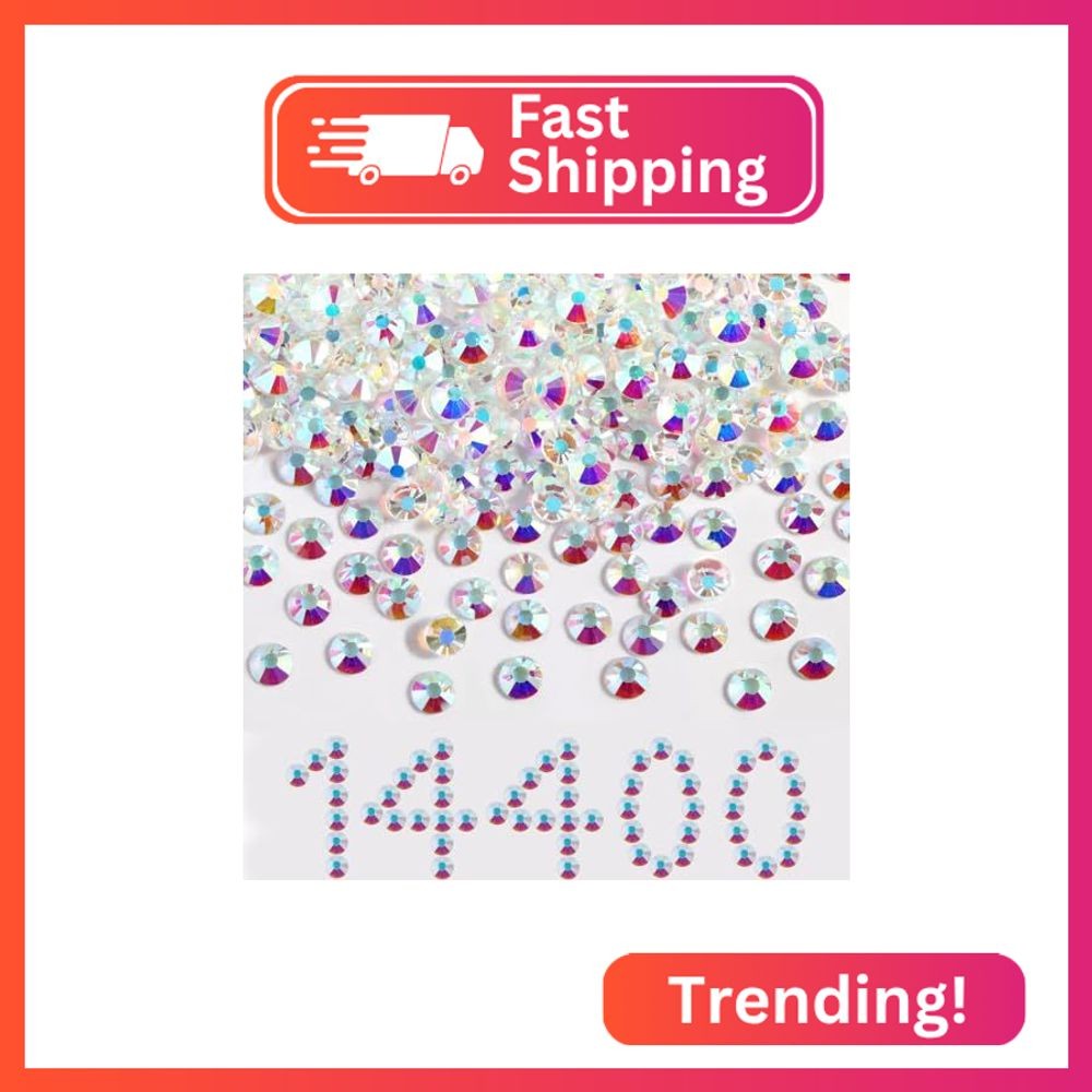 Beadsland Flat Back Rhinestones Bulk, Transparent AB, SS10, 14400pcs Beadsland Flat Back Rhinestones Bulk, Transparent AB, SS10, 14400pcs
