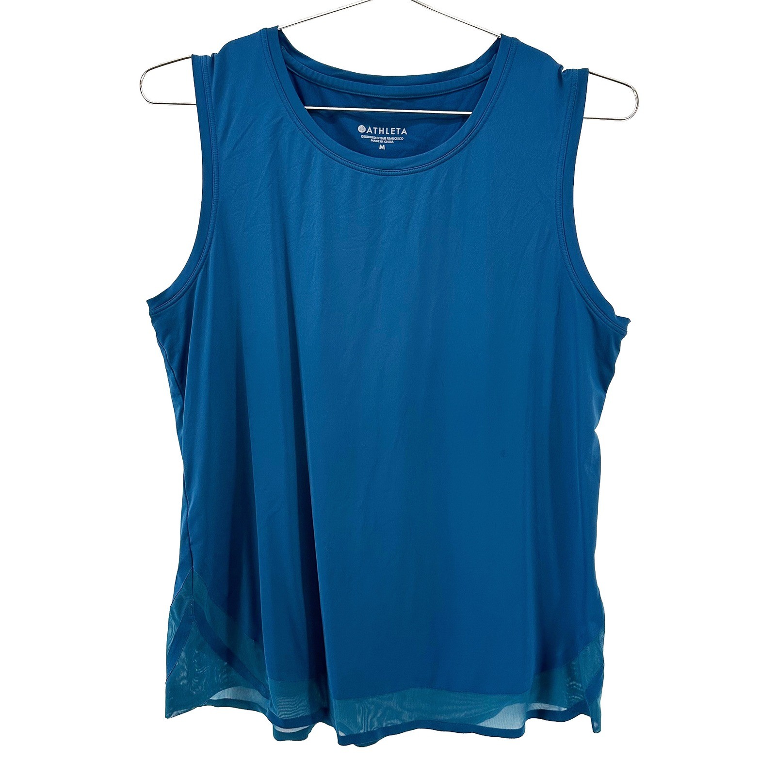 ATHLETA Cadence Sheer Mesh Hem Performance Tank Top • Medium • teal blue ATHLETA Cadence Sheer Mesh Hem Performance Tank Top • Medium • teal blue
