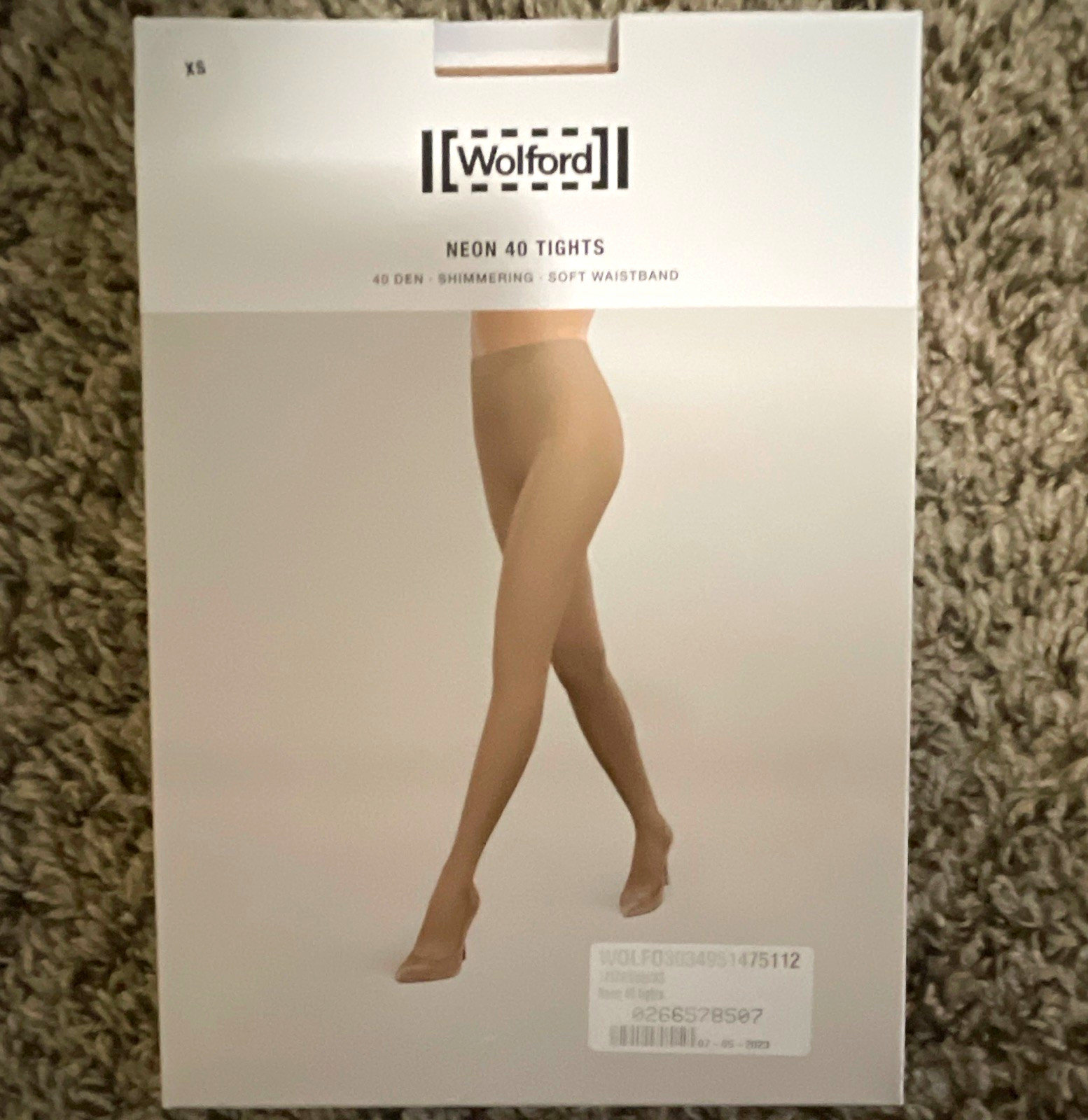 Wolford Neon 40 Shimmery Semi-Opaque Tights 40 Den Reinforced Toe XS Gobi