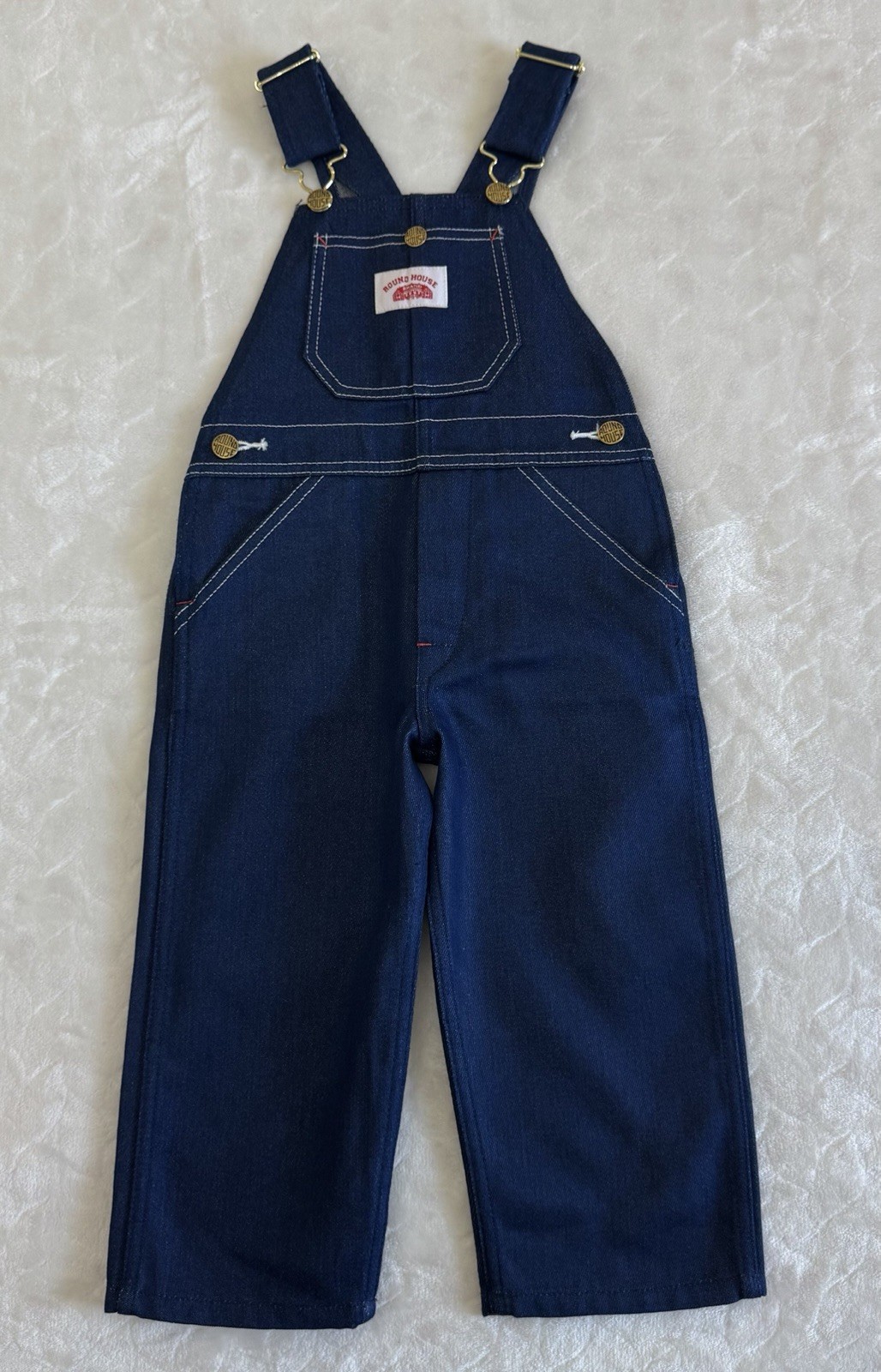 NWT VTG Round House Size 3T Blue Denim Overalls Playwear #7 Zipper Fly