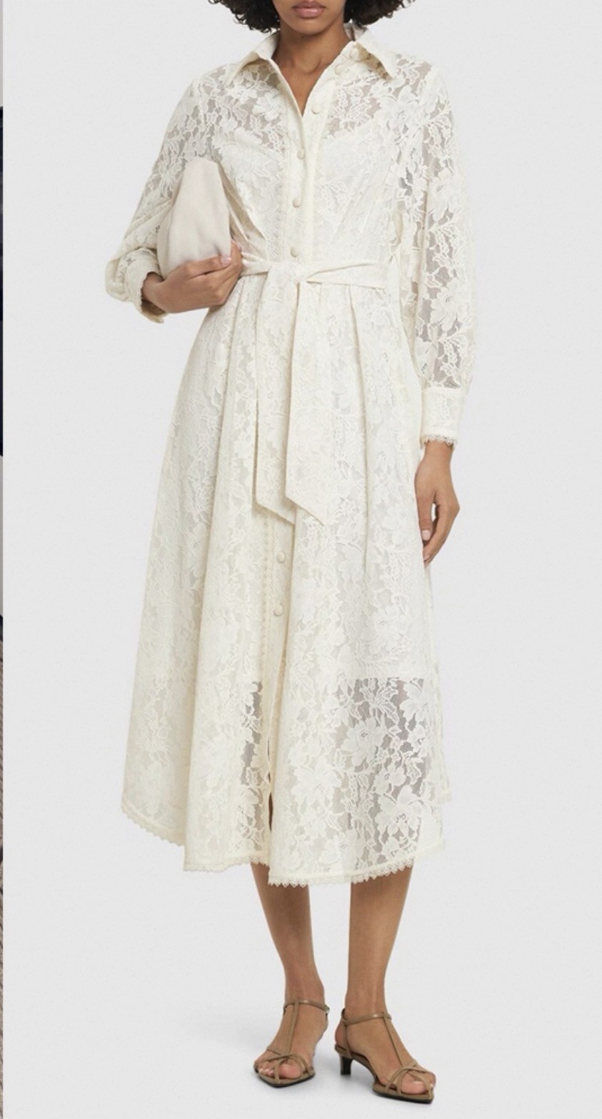 Zimmermann Midi Dress Dawning Pleated Corded Lace Size 0 $2133