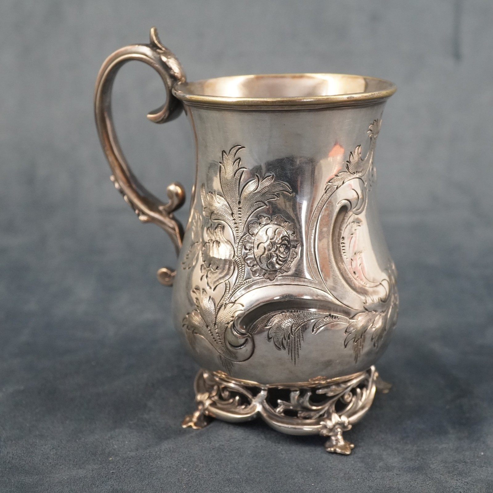 Antique Roberts & Hall Old Sheffield Silver Plate Tankard w Vine Motif