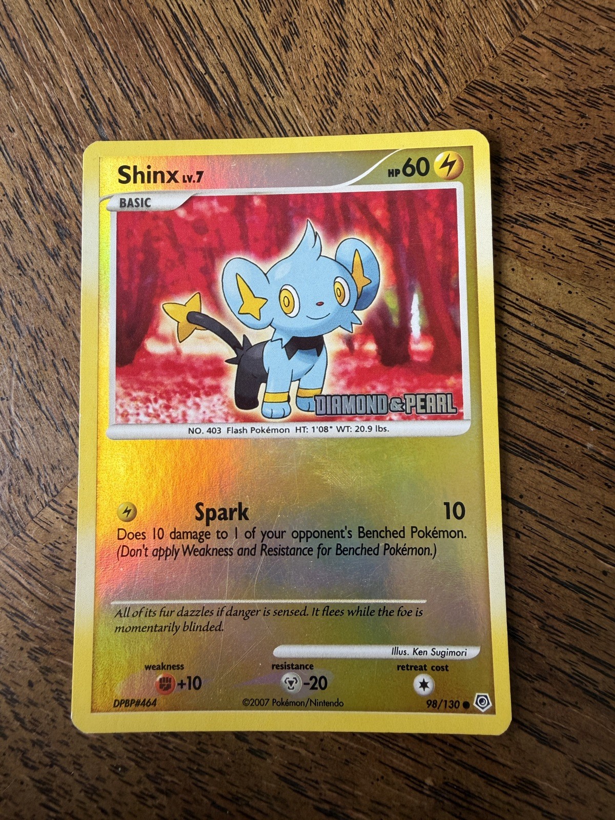 2007 Pokemon Shinx 98/130 Reverse Holo Diamond & Pearl TCG NM/MINT STAMPED