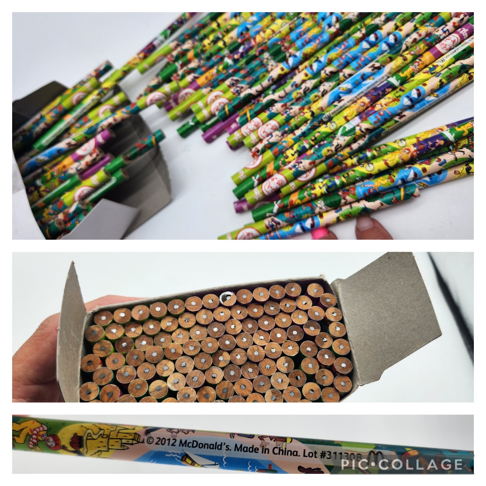 2012 Vintage McDonalds Painted Wooden Lead Pencils All Over Print RARE 100 Box