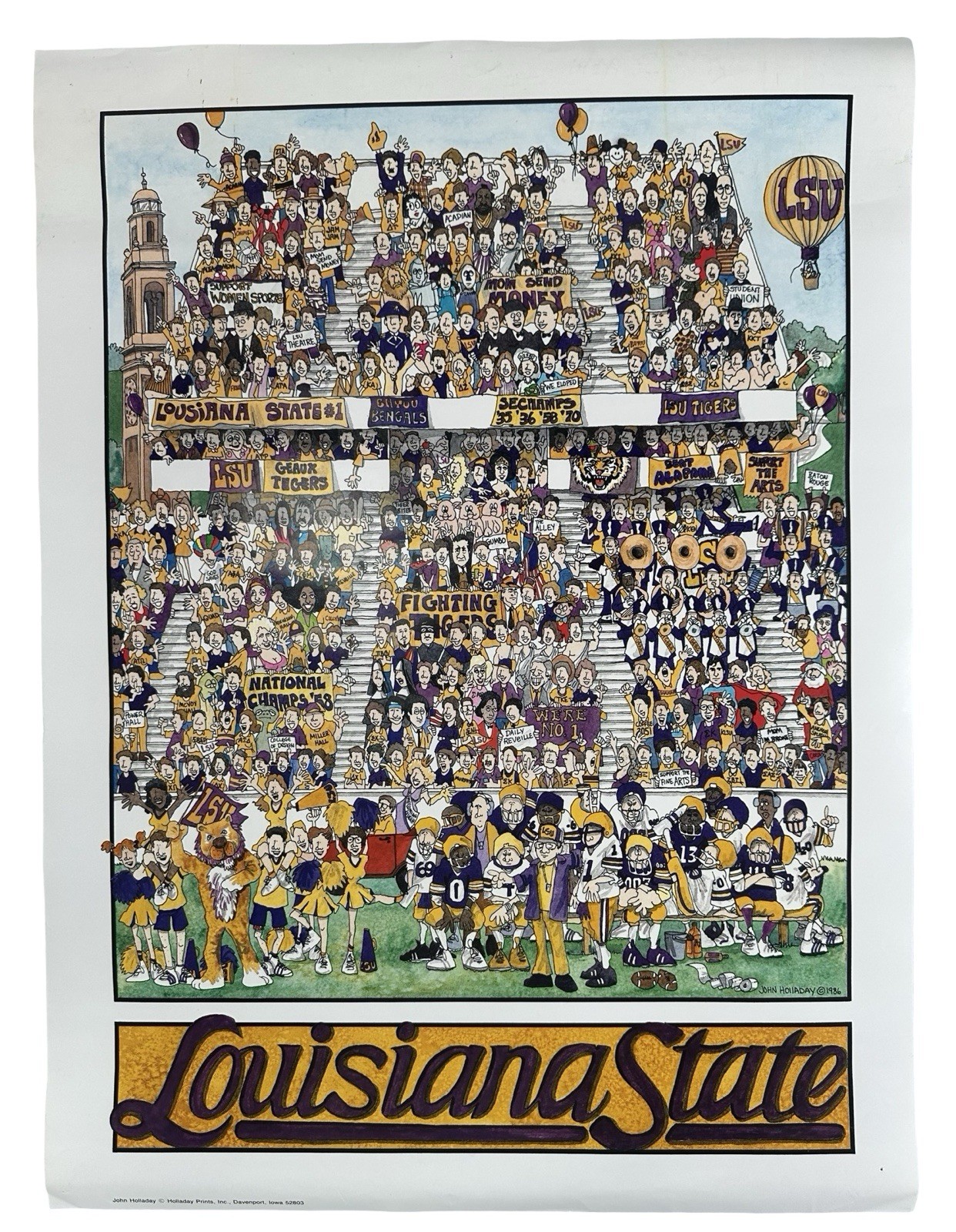 1986 LSU Tigers Poster Iconic Louisiana State Football Vintage John Holladay