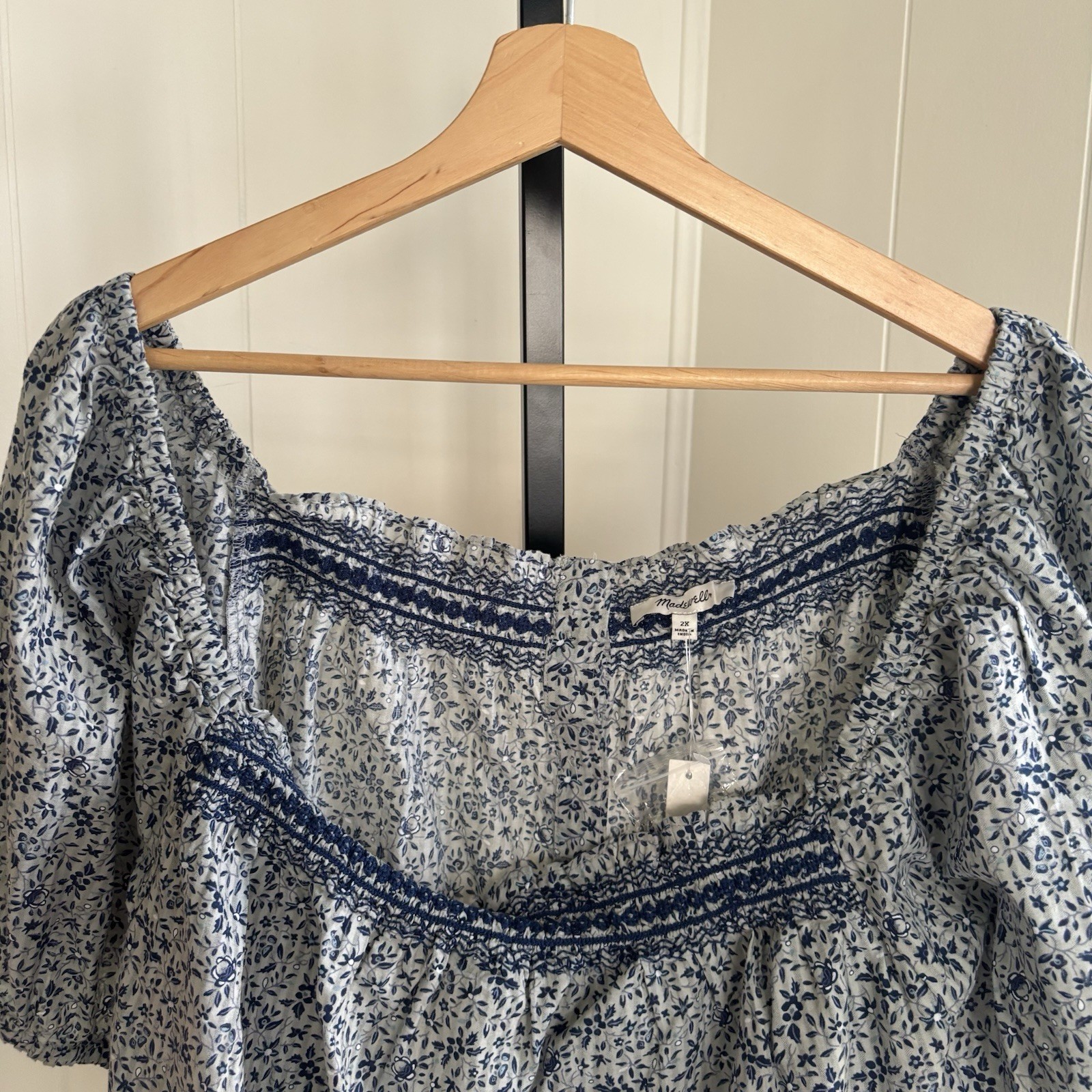 Madewell Top 2X Floral Jeanette Florentine Cropped Puff Sleeve Cotton NWT Plus Madewell Top 2X Floral Jeanette Florentine Cropped Puff Sleeve Cotton NWT Plus