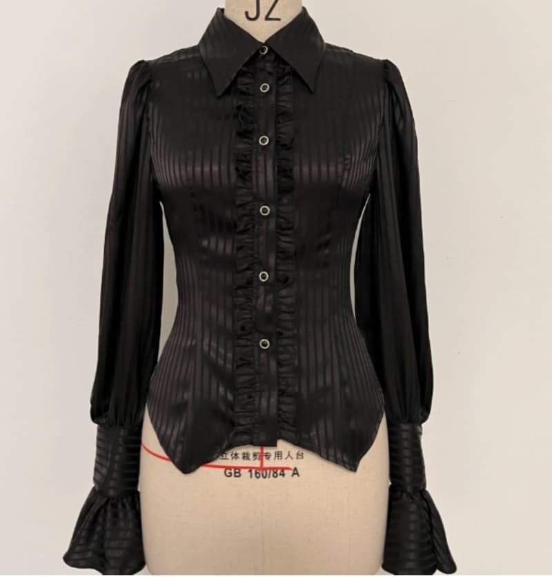 Japanese style Lolita gothic style Long-sleeved ruffled shirt Loose blouse unise