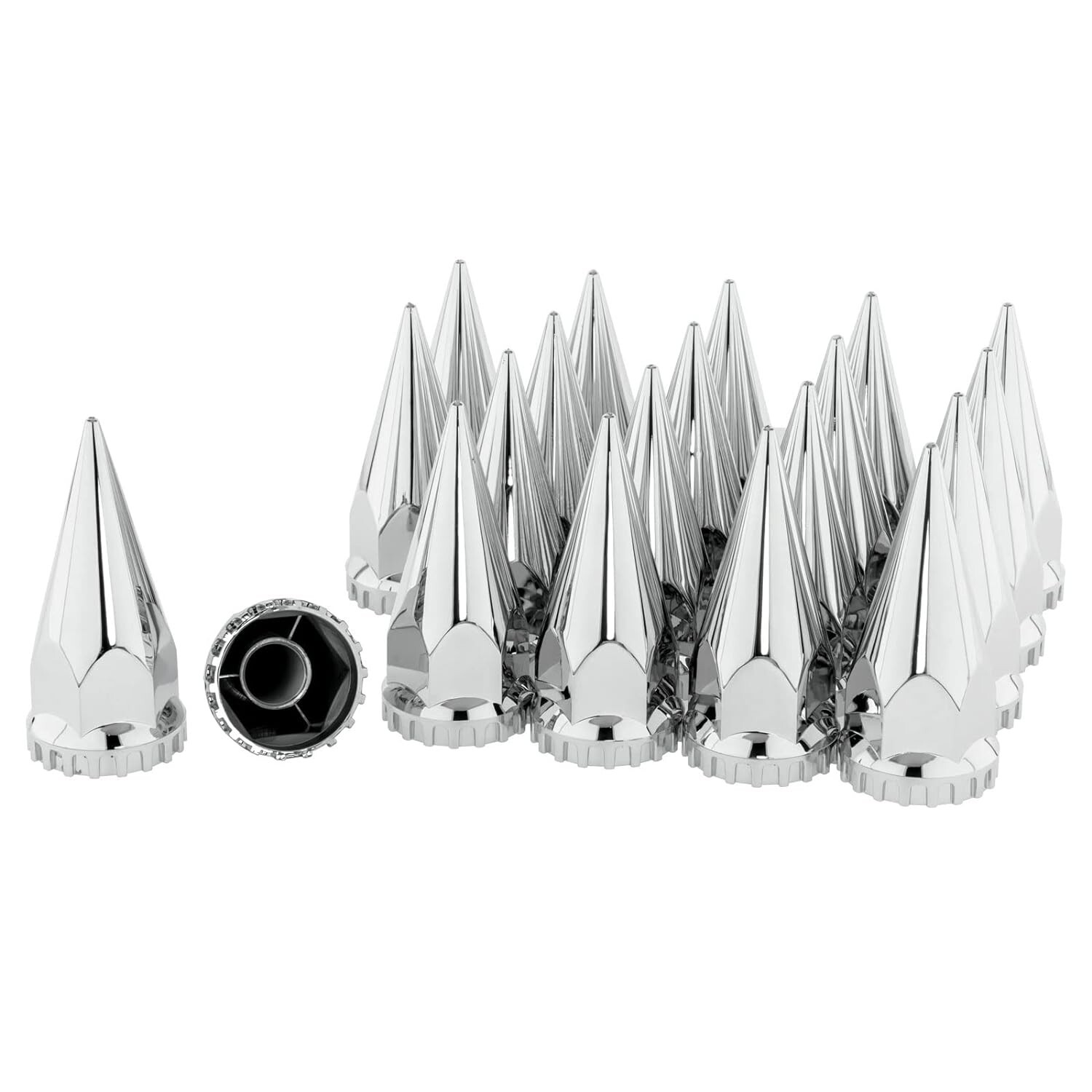 33mm Thread-on Spiked Lug Nut Covers ABS Chrome Plastic Fits Semi Truck 20PCS 33mm Thread-on Spiked Lug Nut Covers ABS Chrome Plastic Fits Semi Truck 20PCS