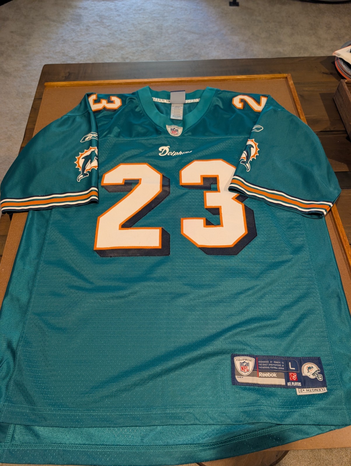Reebok Miami Dolphins #23 Ronnie Brown NFL Authentic On-Field Home Teal Jersey 