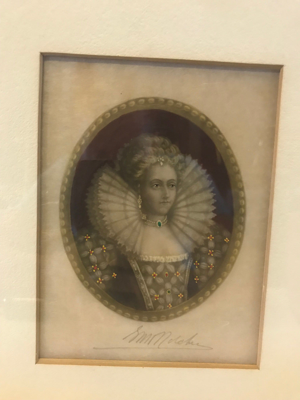 Vintage Antique Queen Elizabeth Portait Reproduction on Vellum or Rice Paper