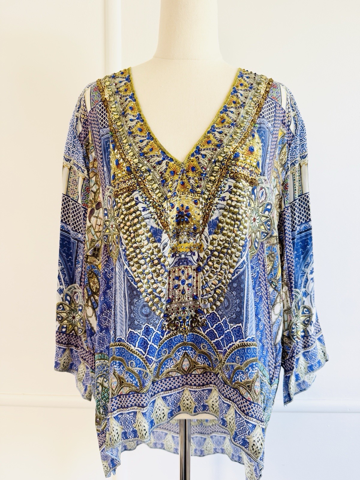 Camilla Franks It Was All A Dream Silk Embellished Top Blouse Size M