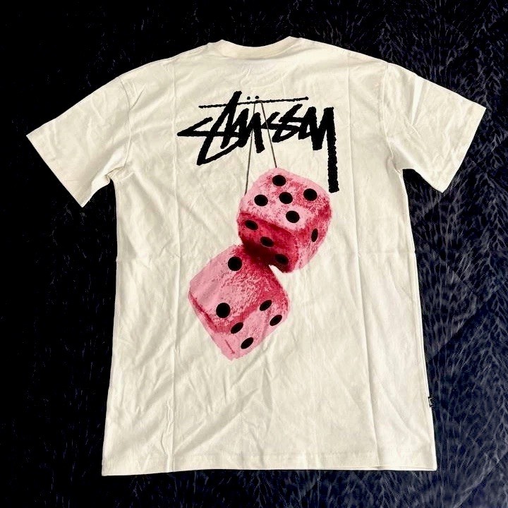 STUSSY AU Fuzzy Dice Tee in the Natural, Size: S, Brand New, 100% Authentic 
