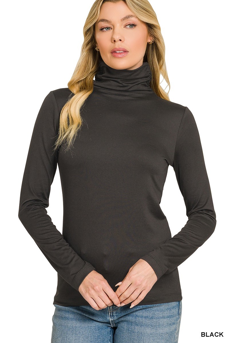 Zenana Women\'s Turtleneck Buttery Soft Stretch Warm Microfiber Long Sleeve Top