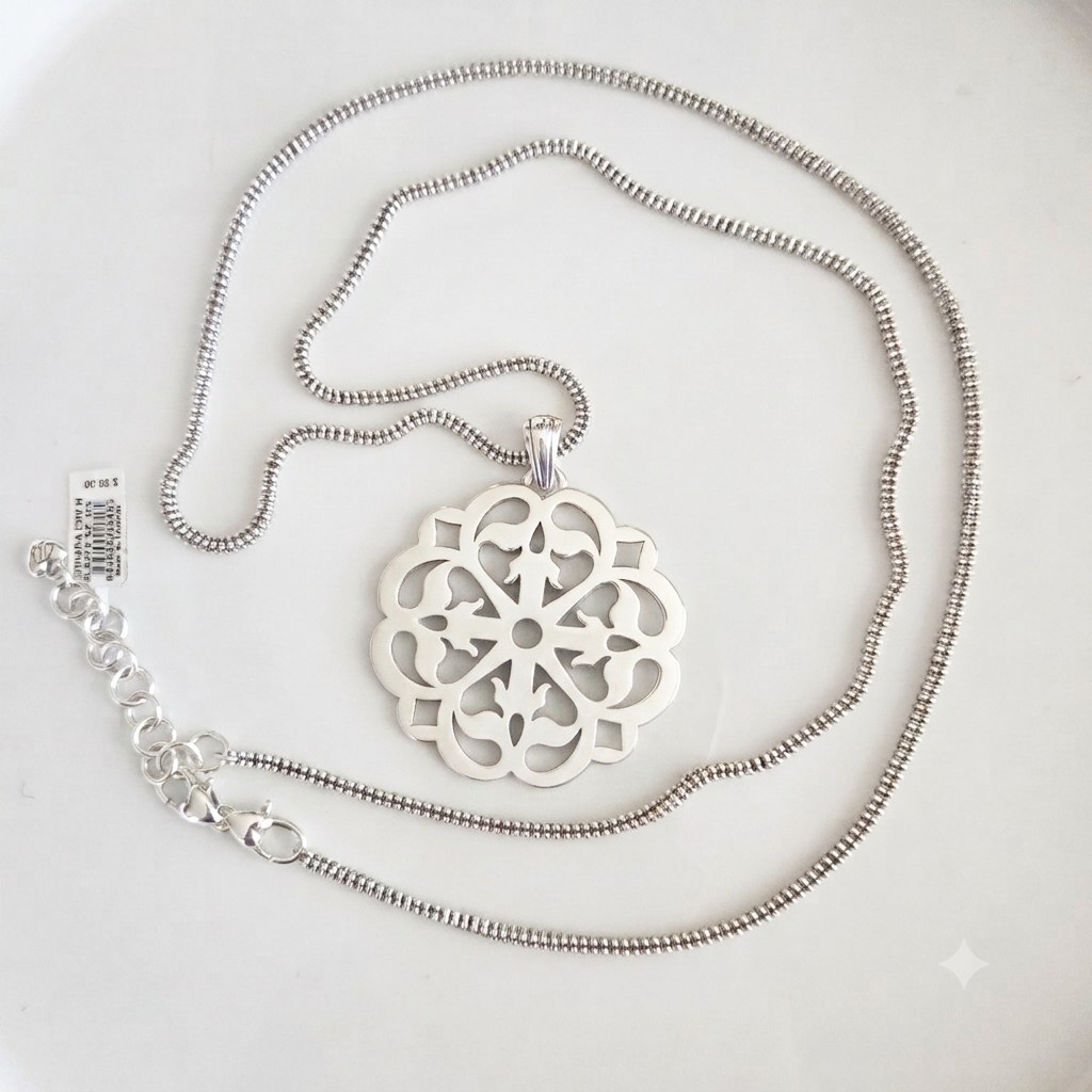 Brighton Ferrara Silver Pendant Necklace Convertible Long Chain JL4570 NWT
