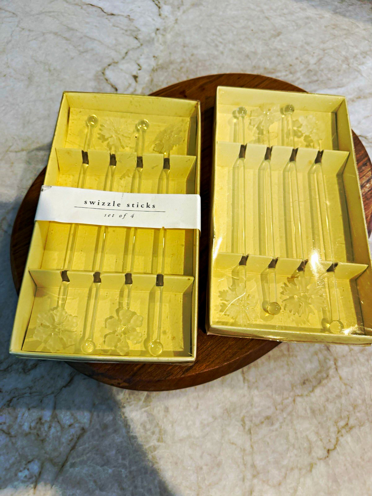 Pier 1 Imports Glass Snowflake Swizzle Sticks 2 Boxed Sets of 4 Christmas